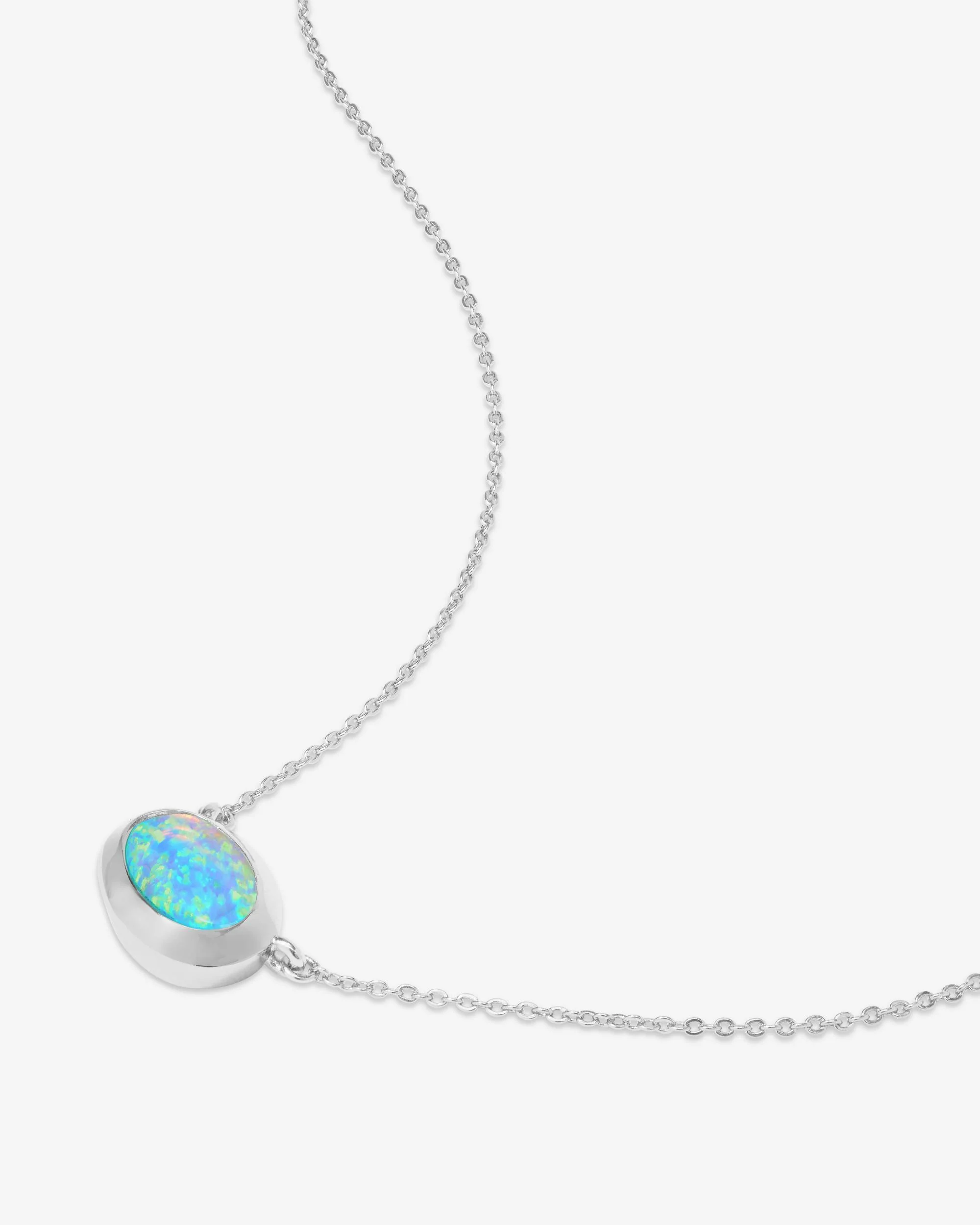 She's a Boss Pendant Necklace - Silver|Blue Opal - Image 3