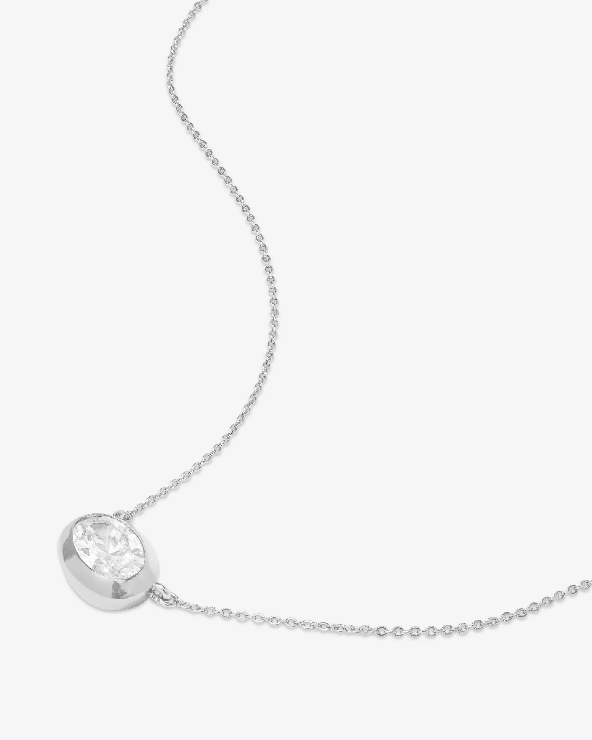 She's a Boss Pendant Necklace - Silver|White Diamondettes - Image 3