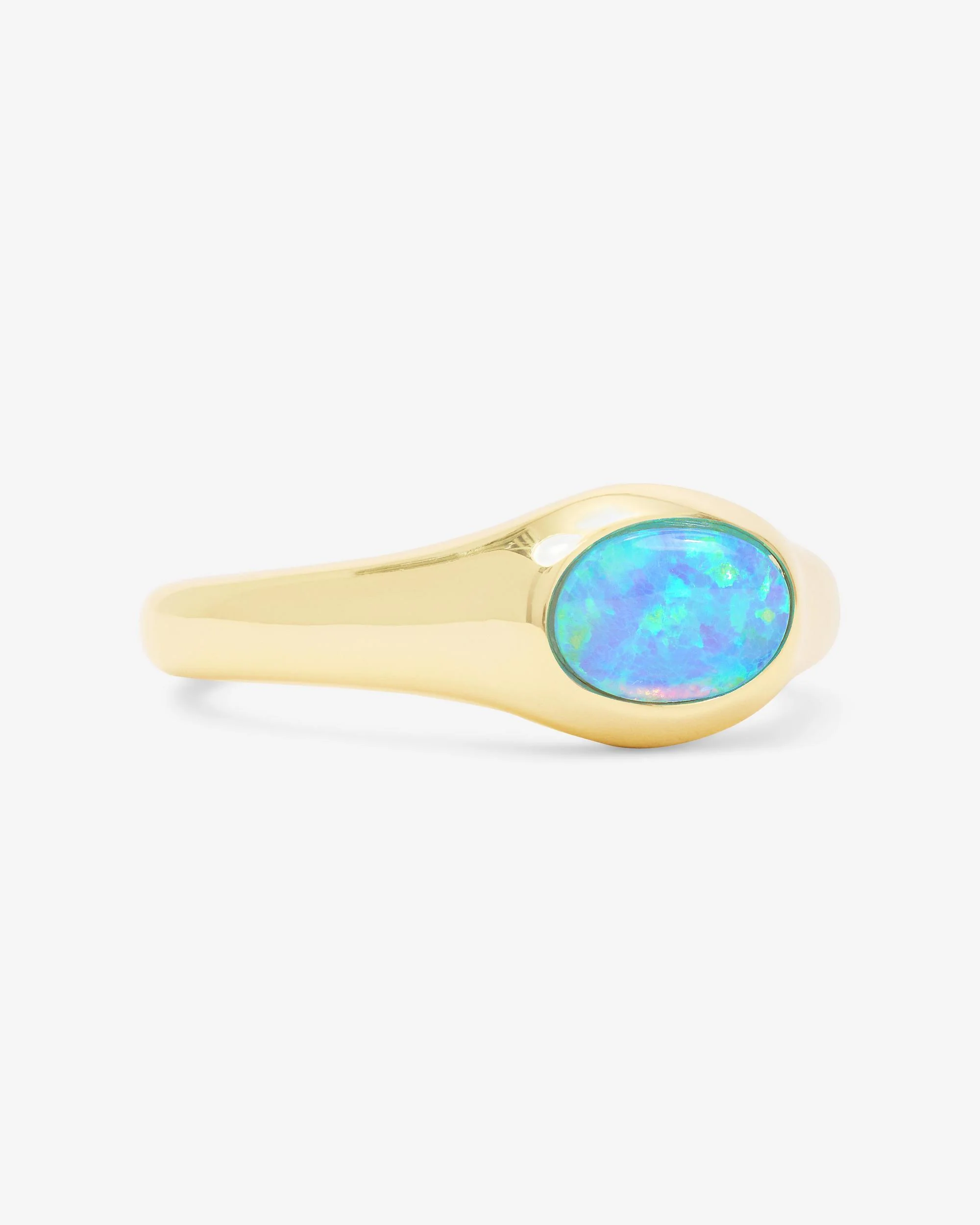 She's a Boss Signet Ring - Gold|Blue Opal - Image 3