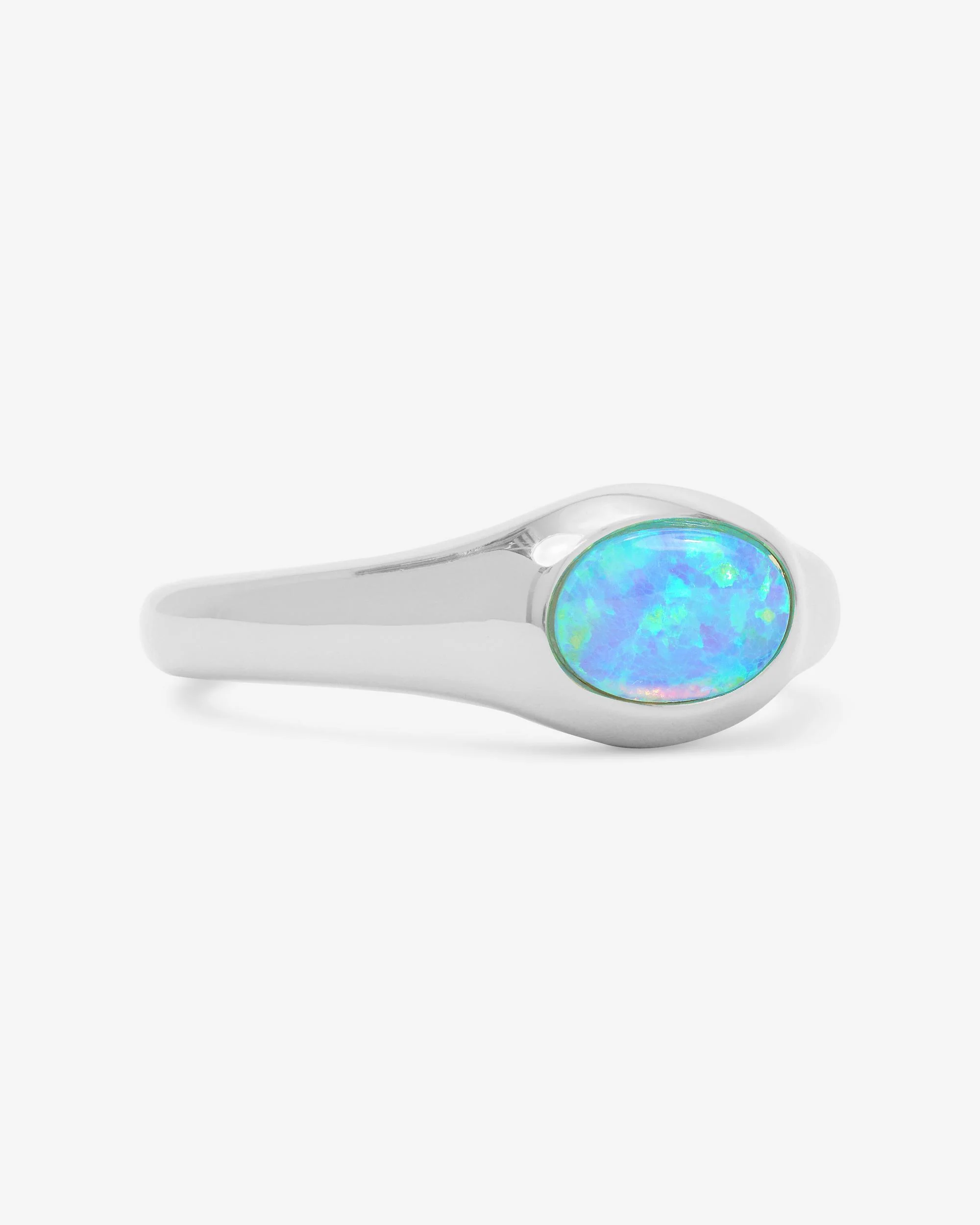 She's a Boss Signet Ring - Silver|Blue Opal - Image 3
