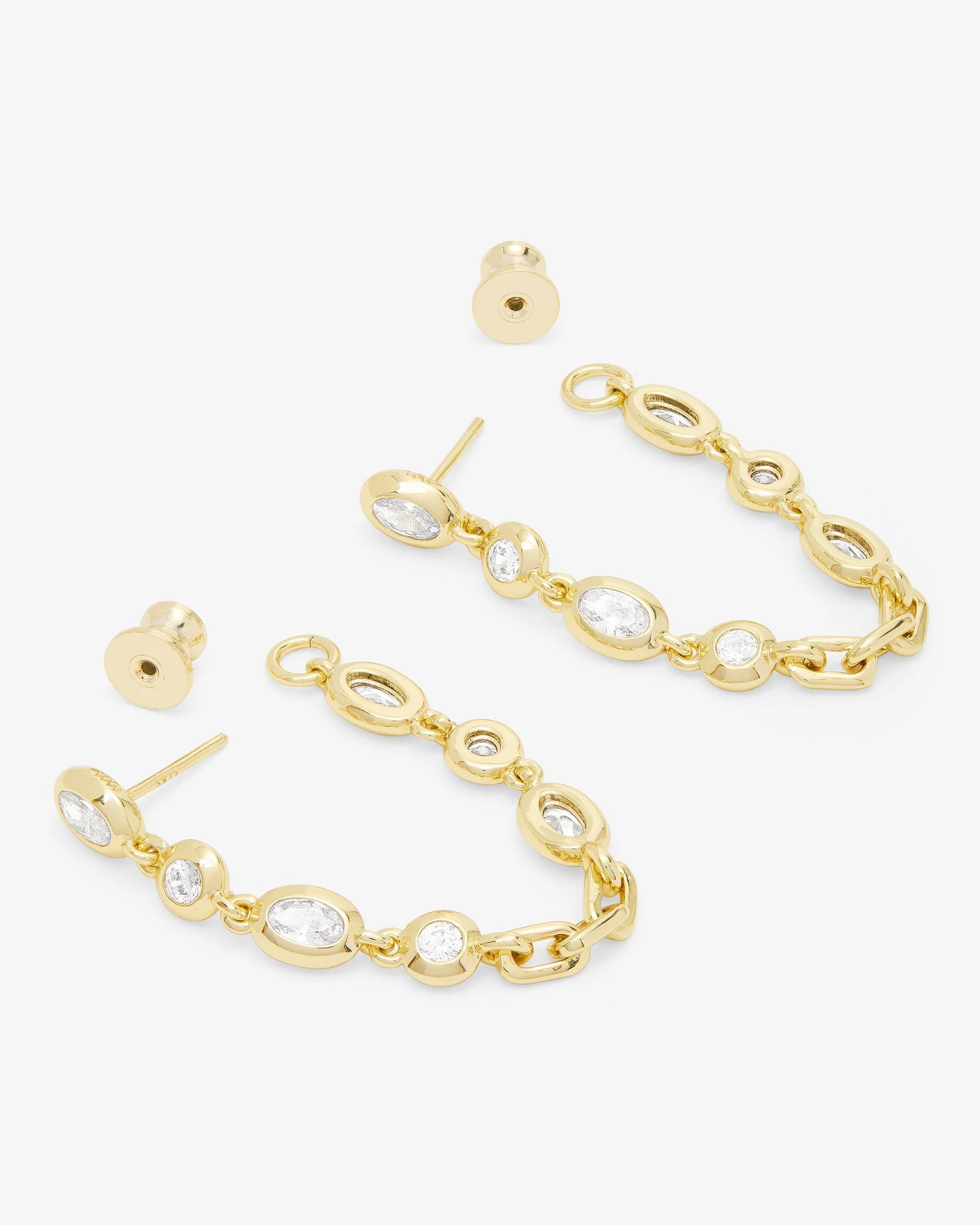 She's A Boss Soft Hoops - Gold|White Diamondettes - Image 3