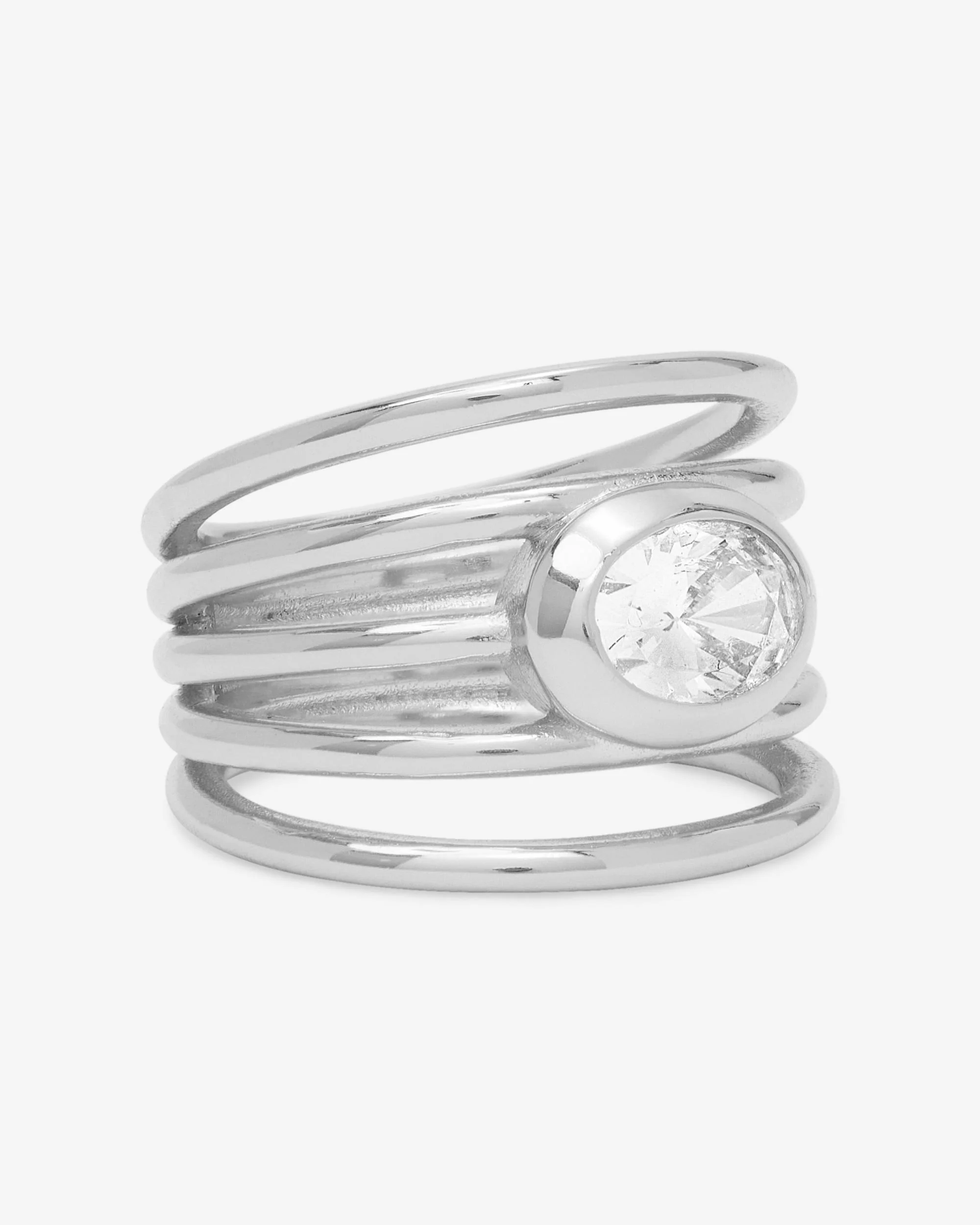 She's a Boss Stacked Ring - Silver|White Diamondettes - Image 3
