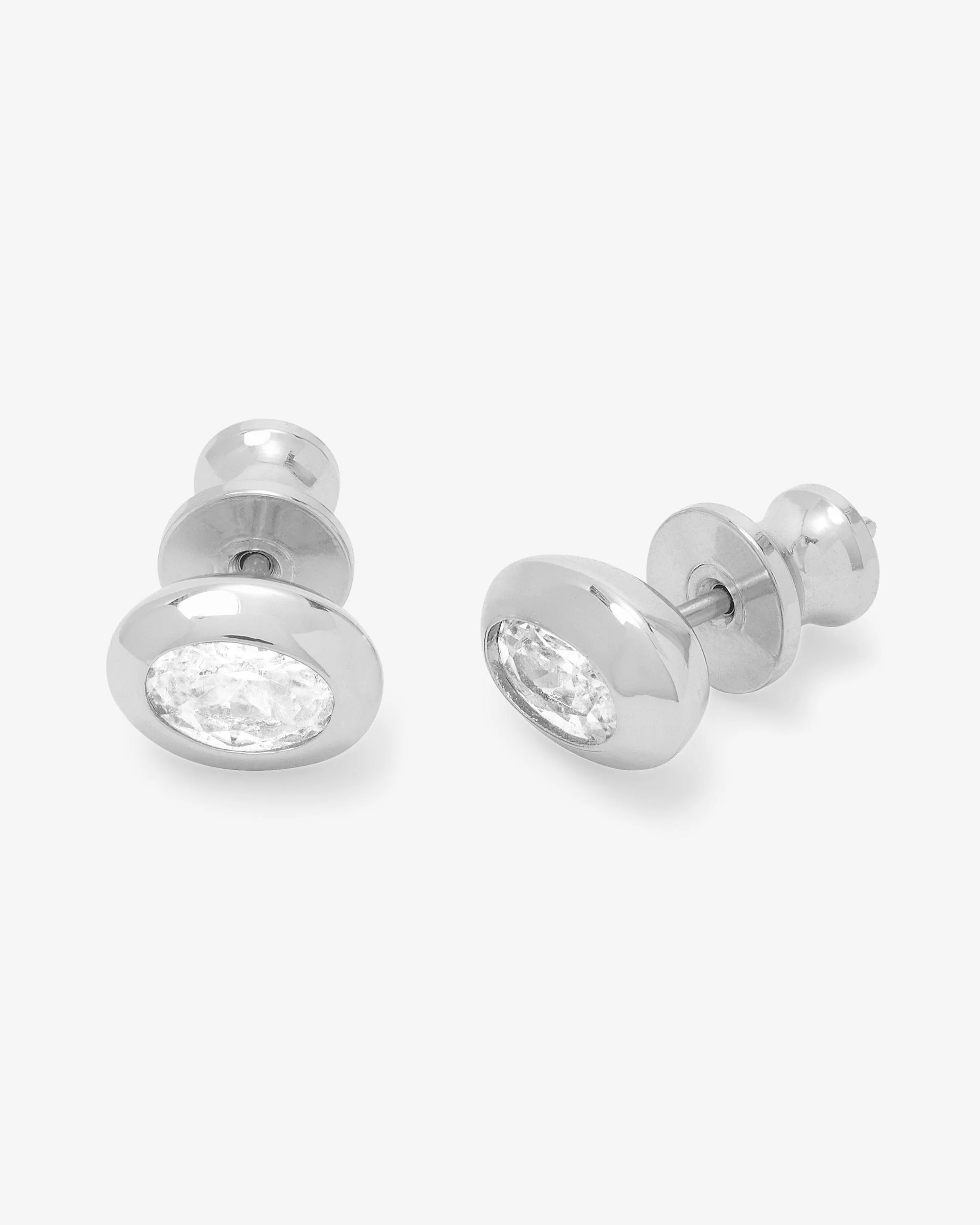 She's a Boss Studs 6mm - Silver|White Diamondettes - Image 3