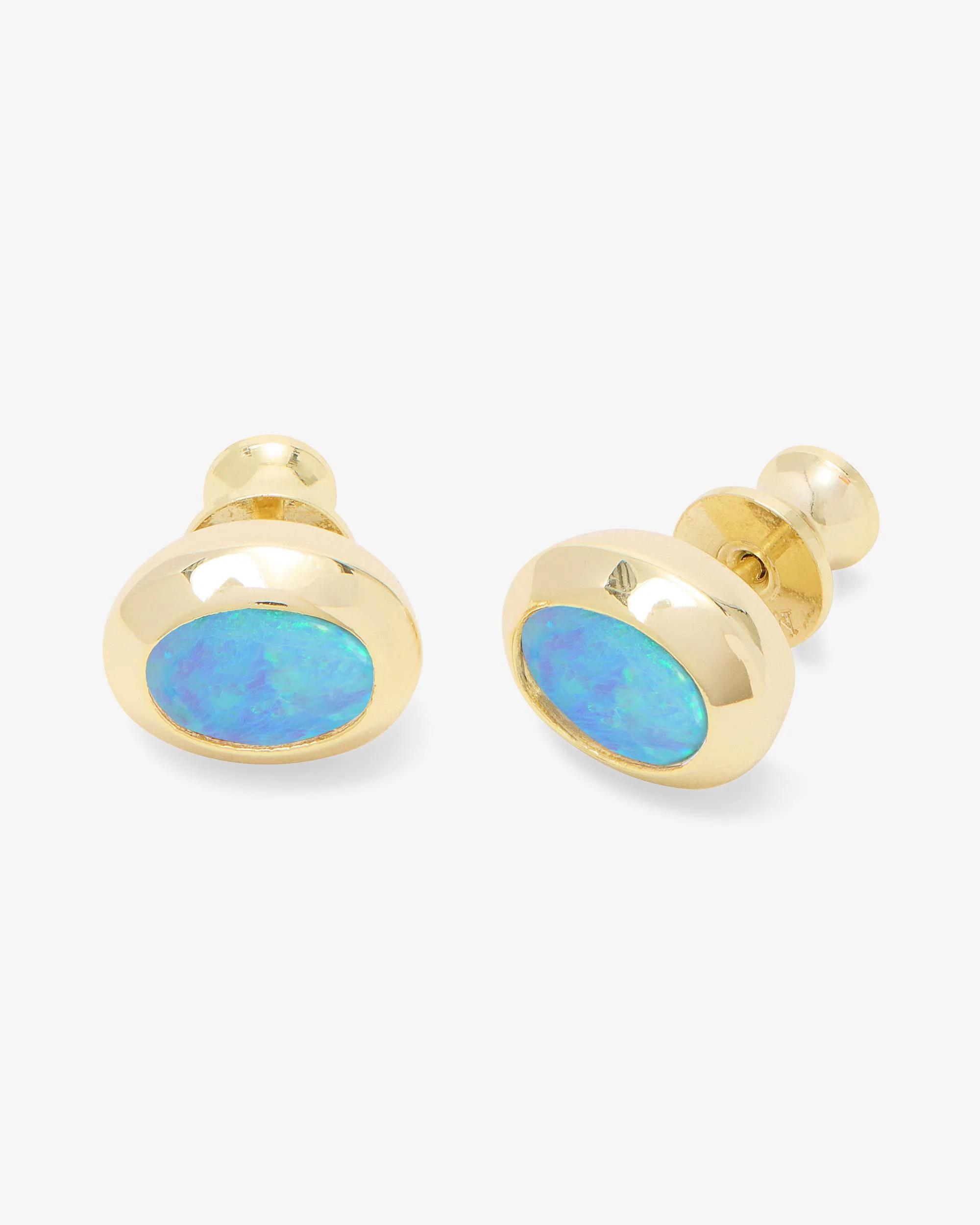 She's a Boss Studs 8mm - Gold|Blue Opal - Image 3