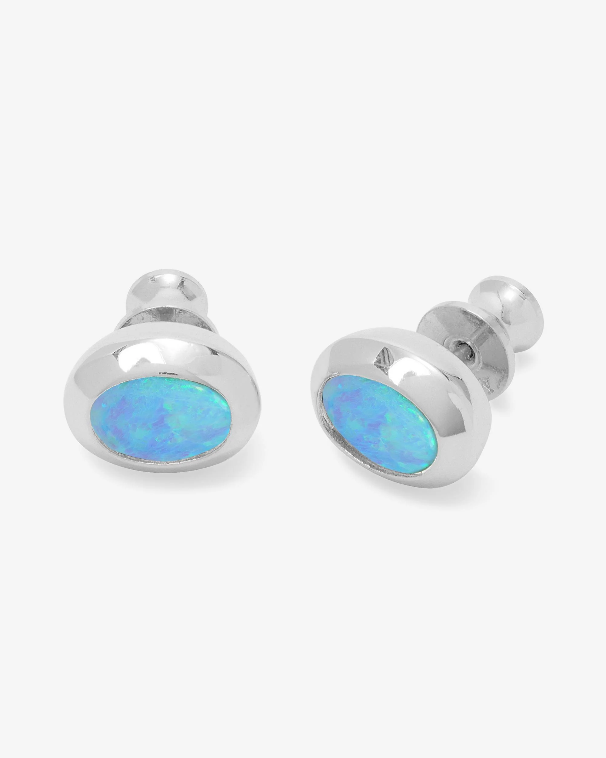 She's a Boss Studs 8mm - Silver|Blue Opal - Image 3