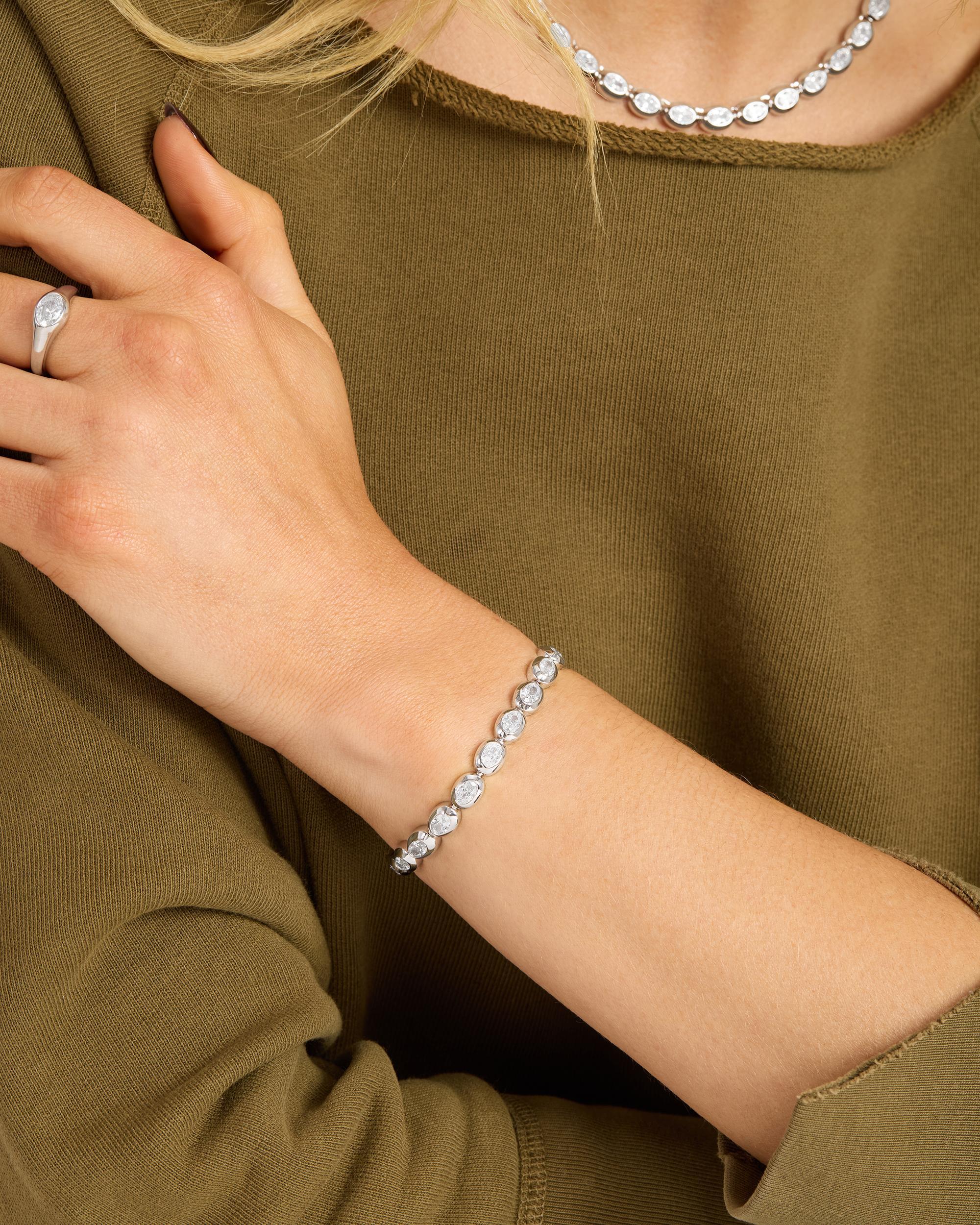 She's a Boss Tennis Bracelet 4mm - Silver|White Diamondettes - Image 3