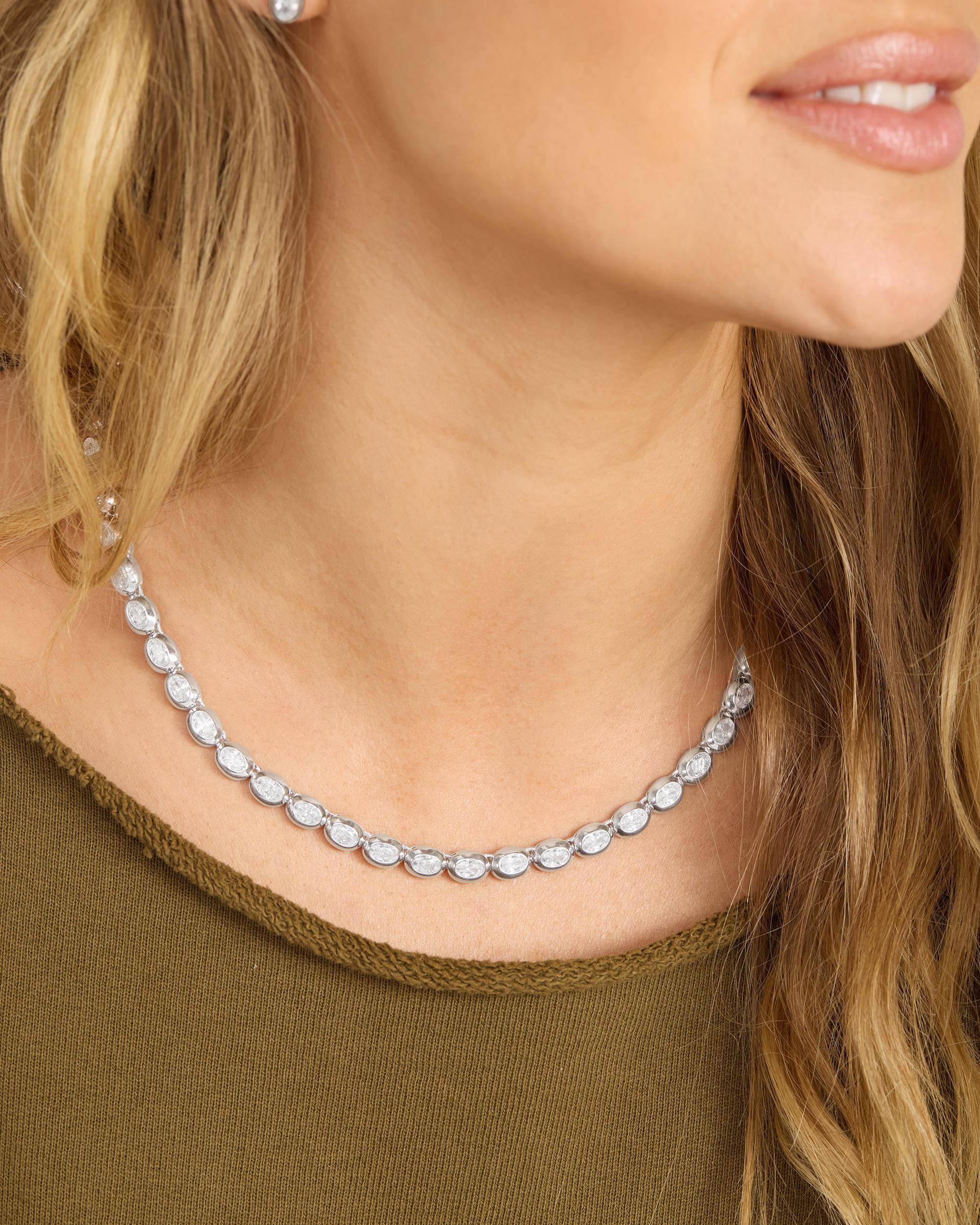 She's a Boss Tennis Necklace 4mm - Silver|White Diamondettes - Image 3