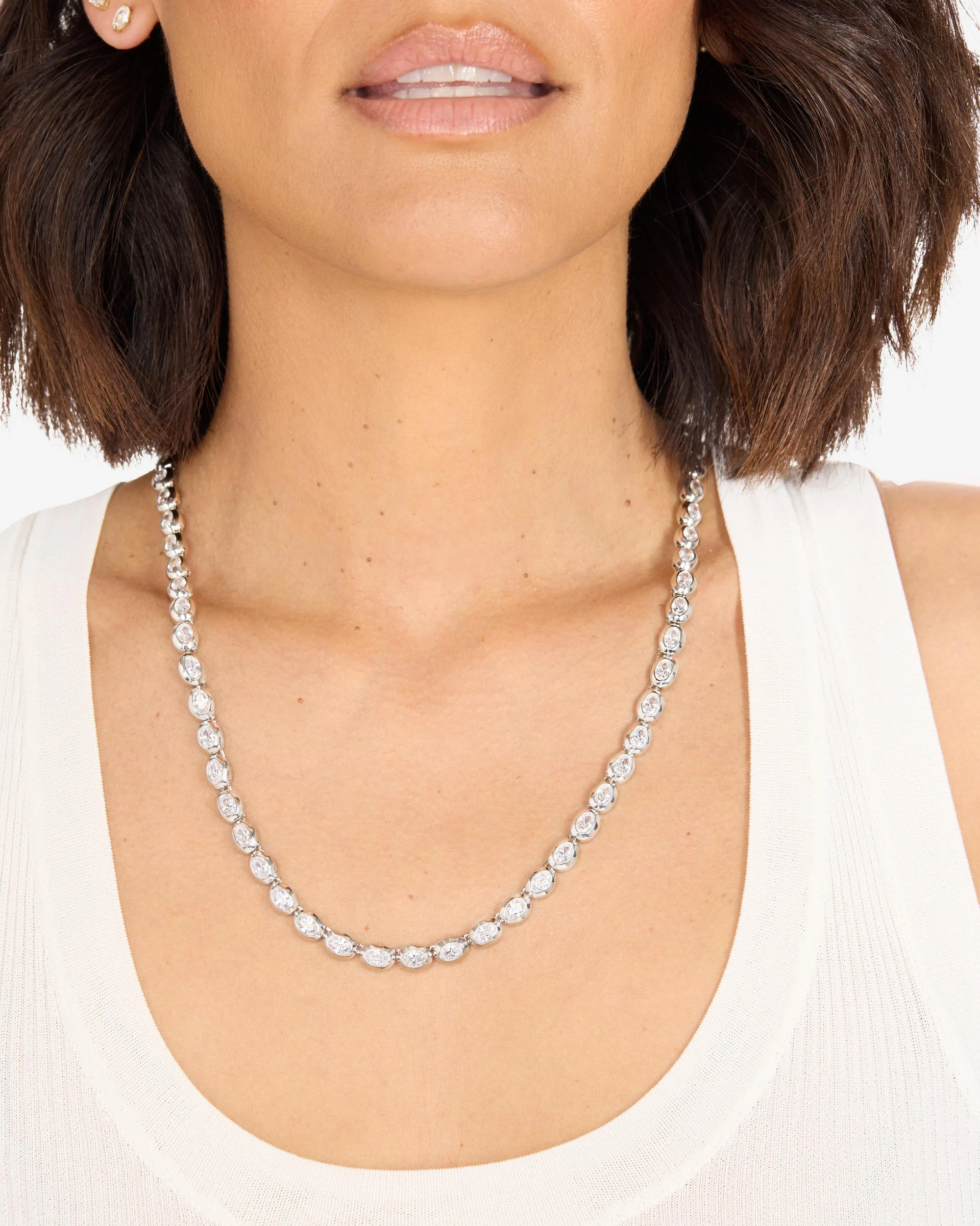 She's a Boss Tennis Necklace 4mm - Silver|White Diamondettes - Image 4