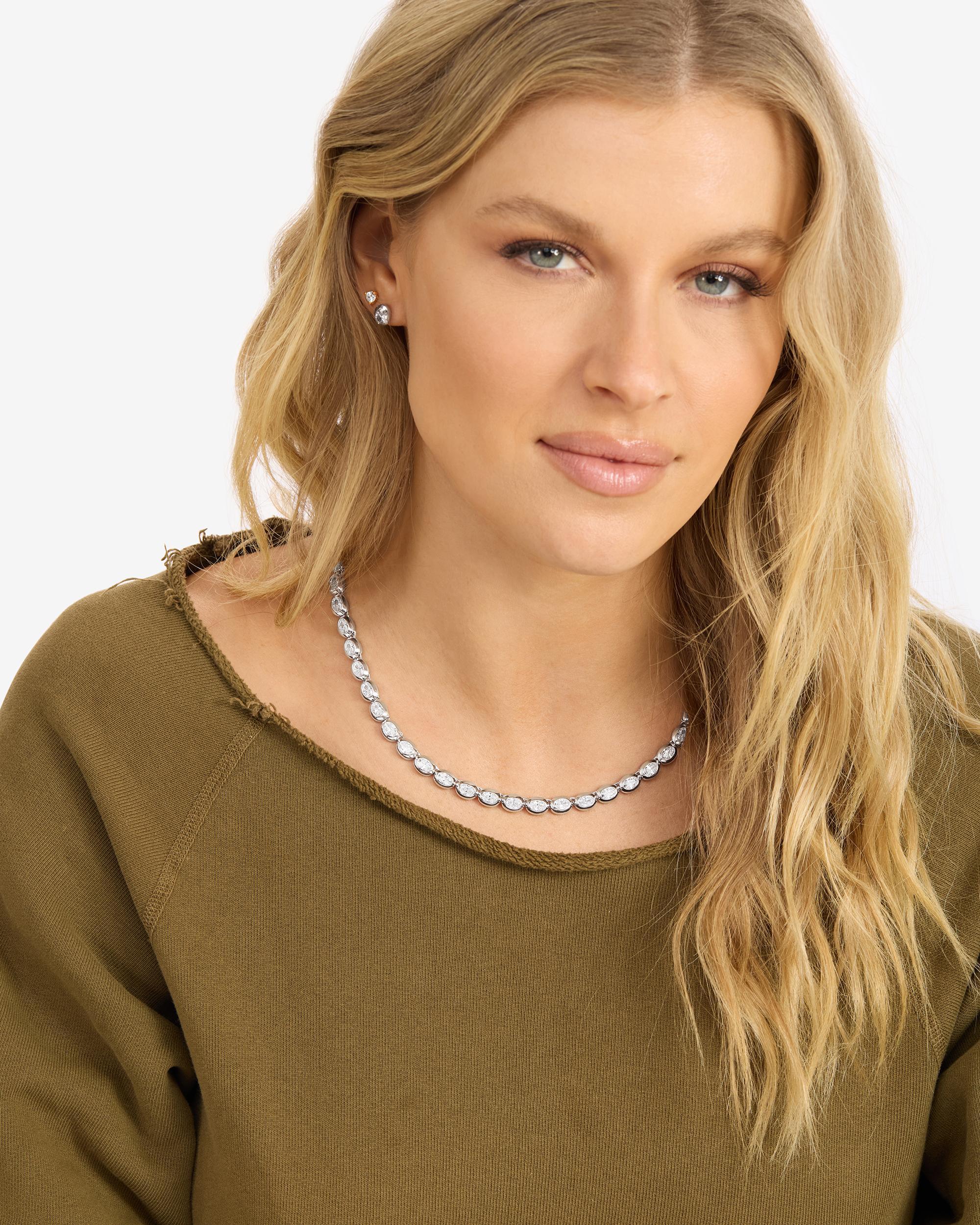 She's a Boss Tennis Necklace 4mm - Silver|White Diamondettes - Image 7