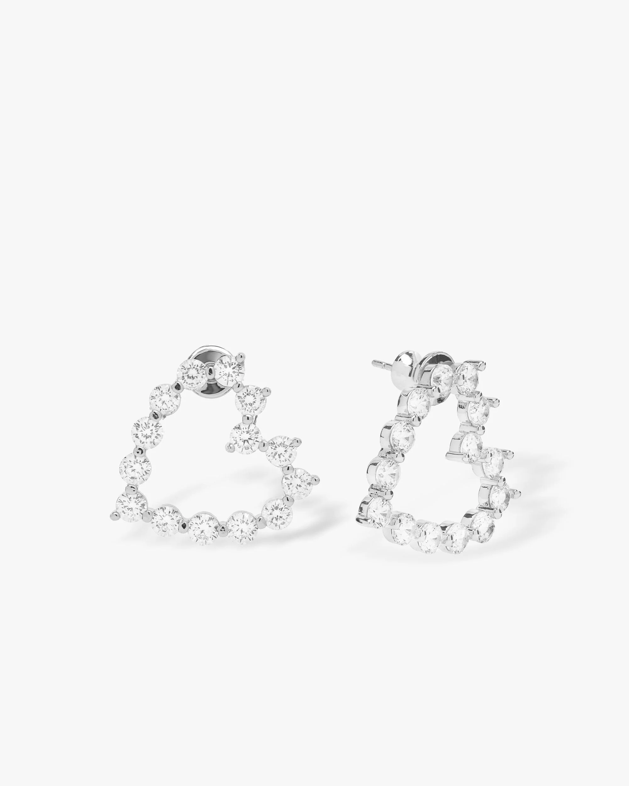 She's an Icon Baby Heart Earrings - Silver|White Diamondettes - Image 3