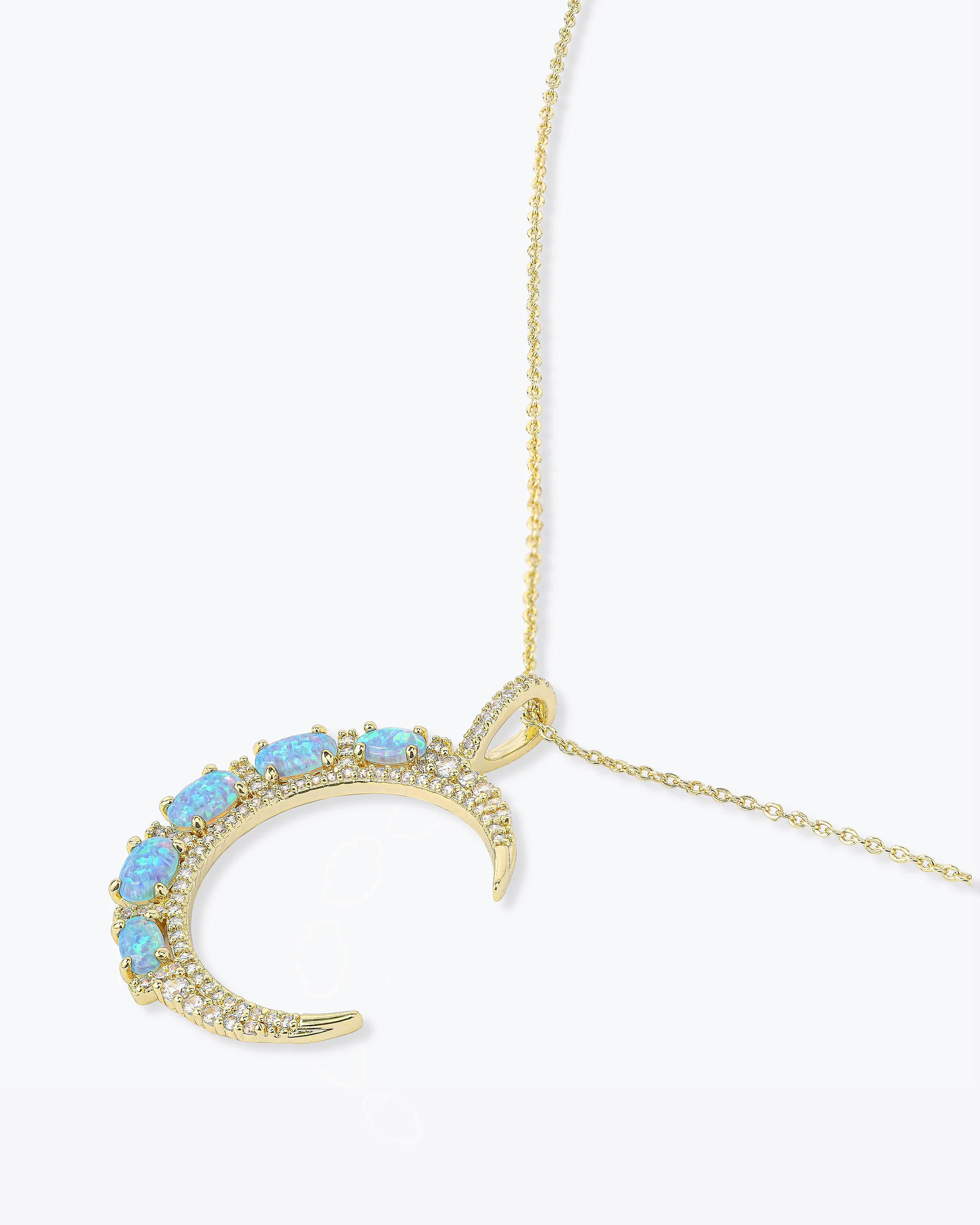 She's an Icon Moon Necklace - Gold|Blue Opal - Image 3