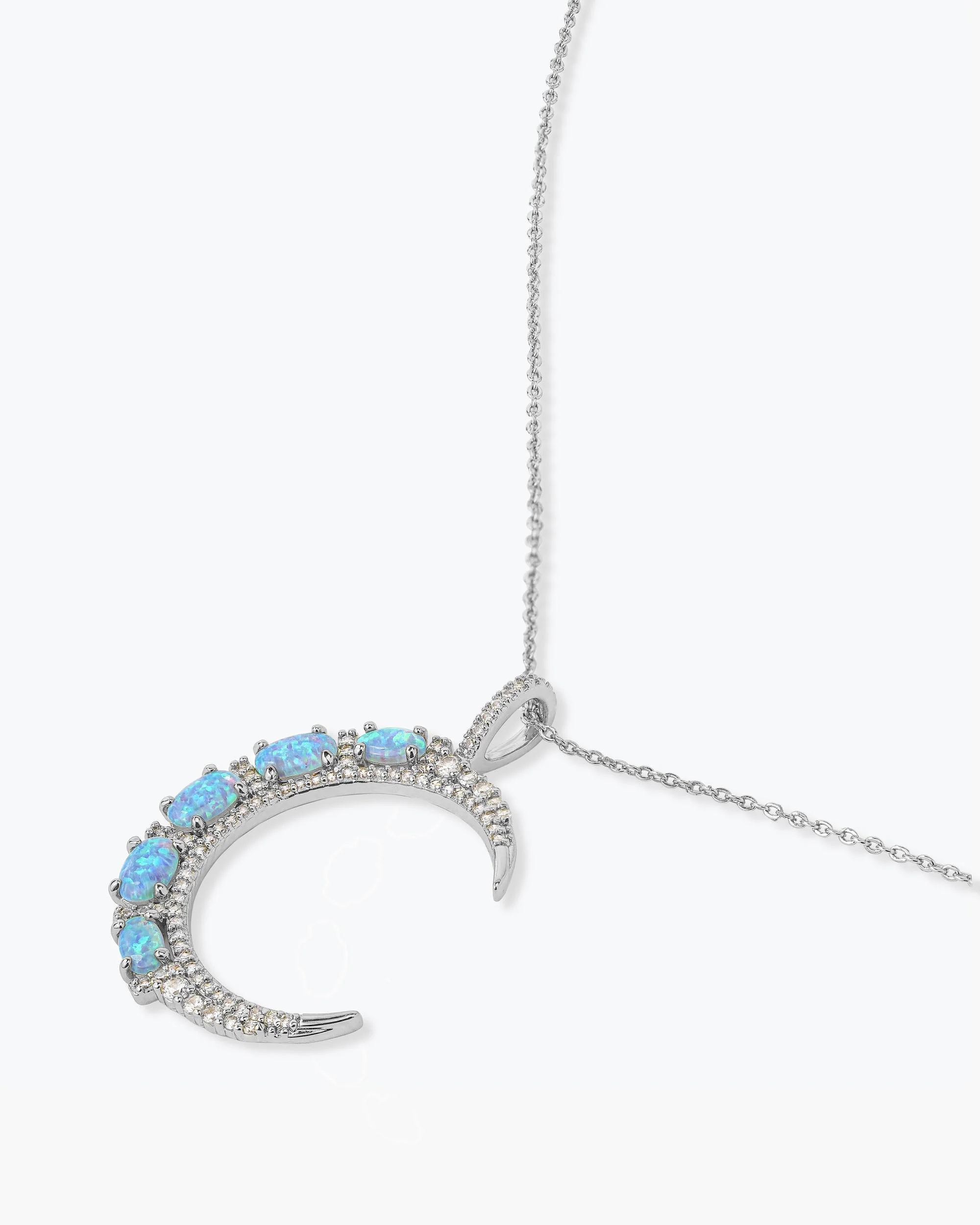 She's an Icon Moon Necklace - Silver|Blue Opal - Image 3