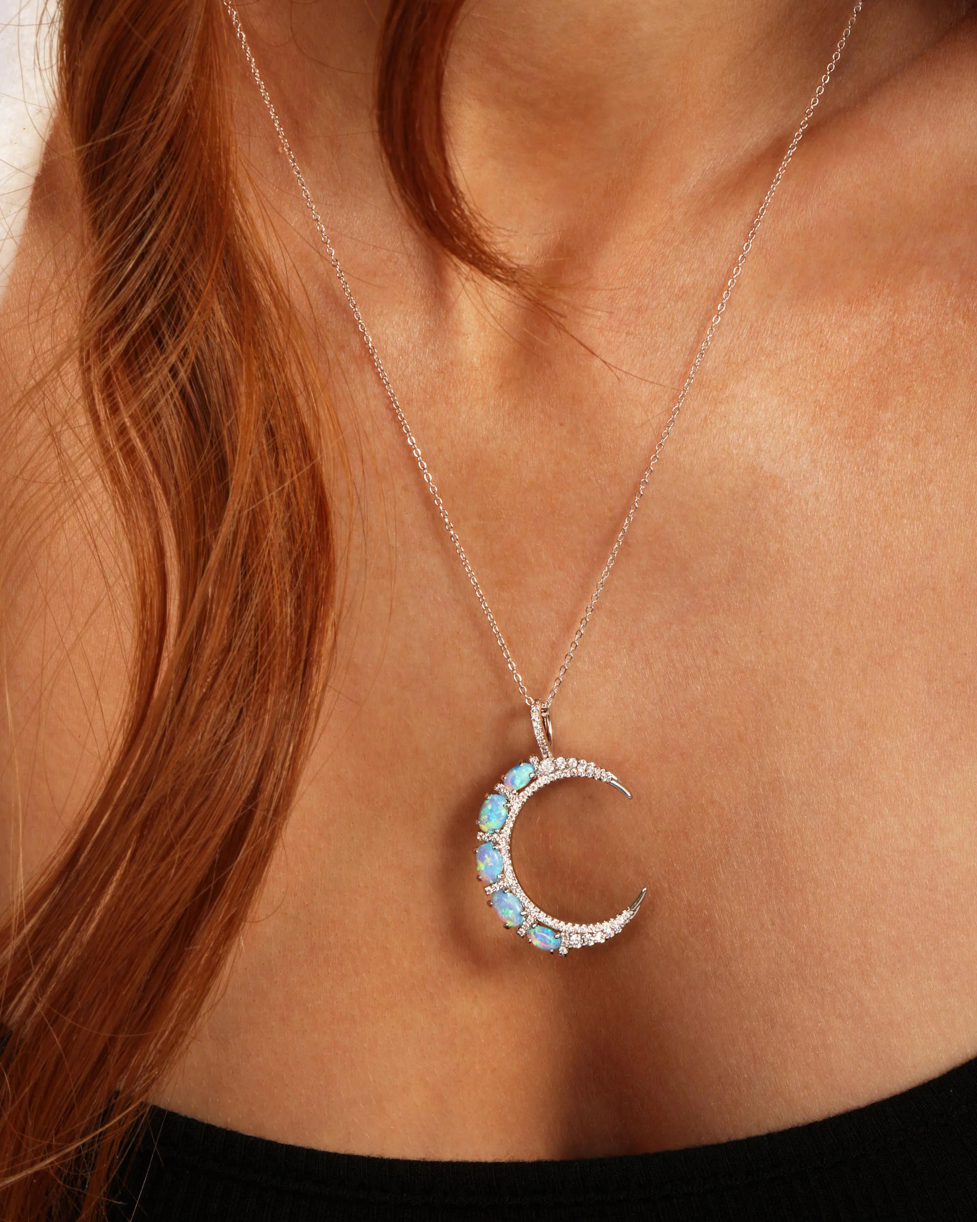 She's an Icon Moon Necklace - Silver|Blue Opal - Image 4