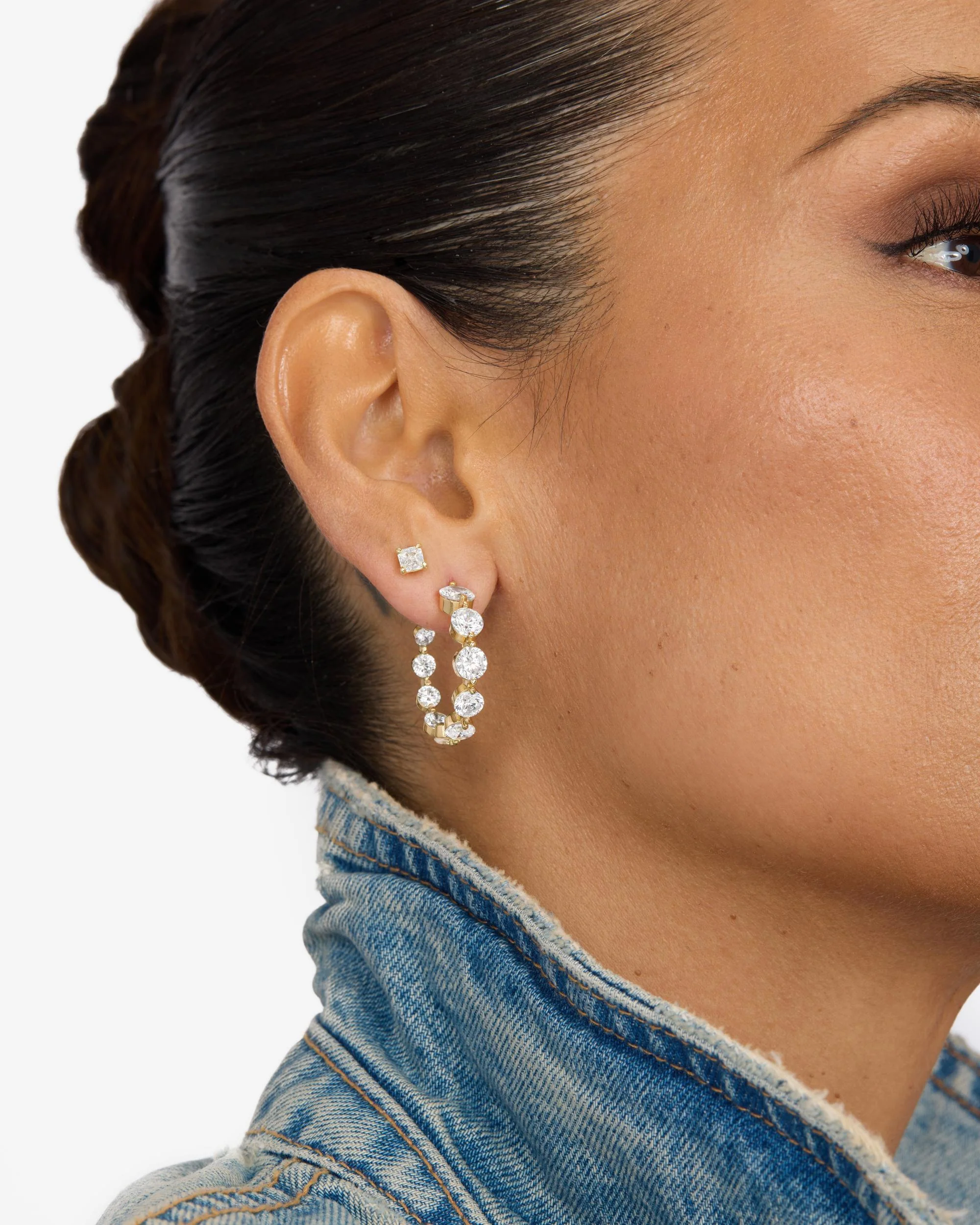 She's an Icon Hoops 1" - Gold|White Diamondettes - Image 2
