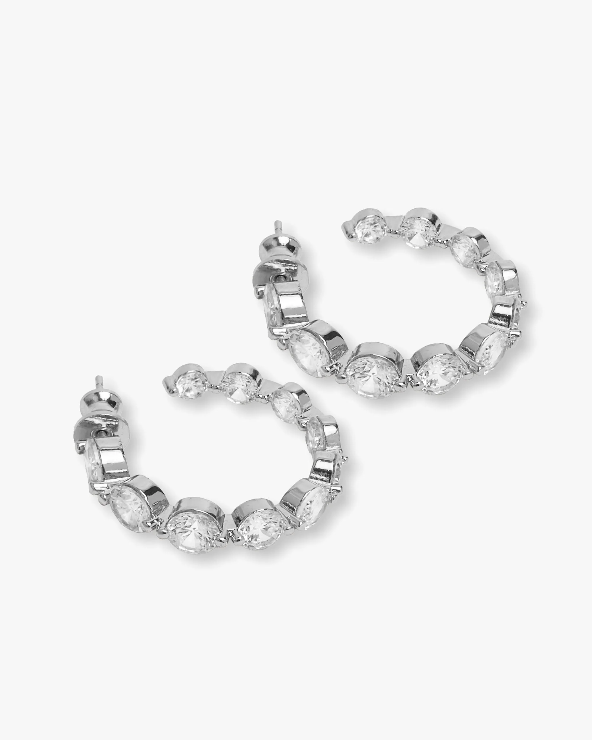 She's an Icon Hoops .75" - Silver|White Diamondettes - Image 3