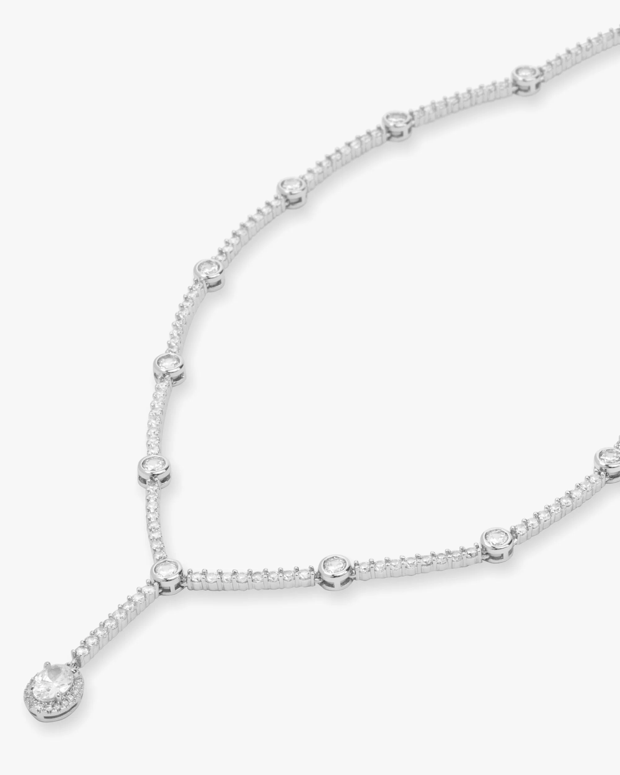 She's an Icon Lariat Necklace 16" - Silver|White Diamondettes - Image 3