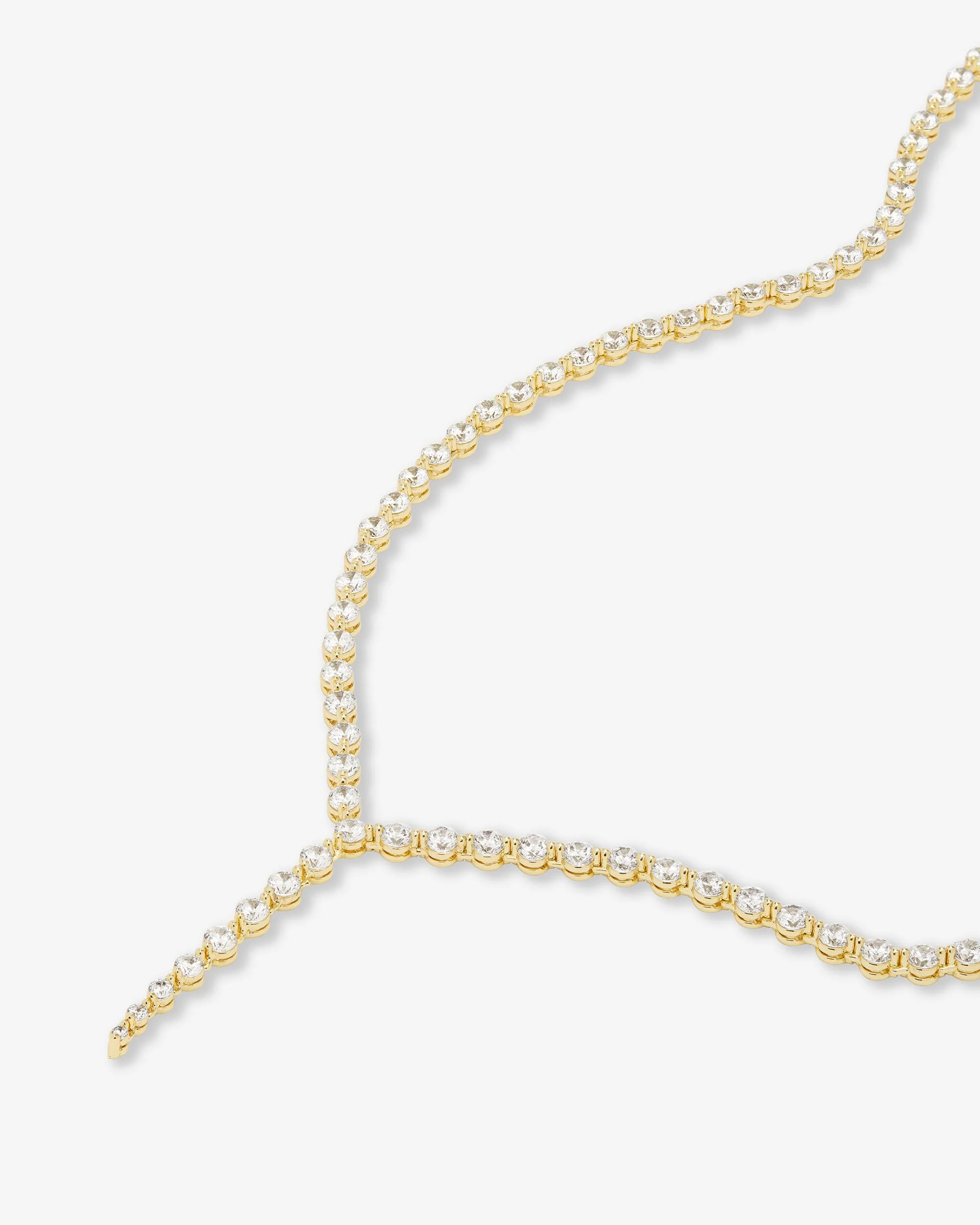 She's an Icon Lariat Tennis Necklace - Gold|White Diamondettes - Image 4