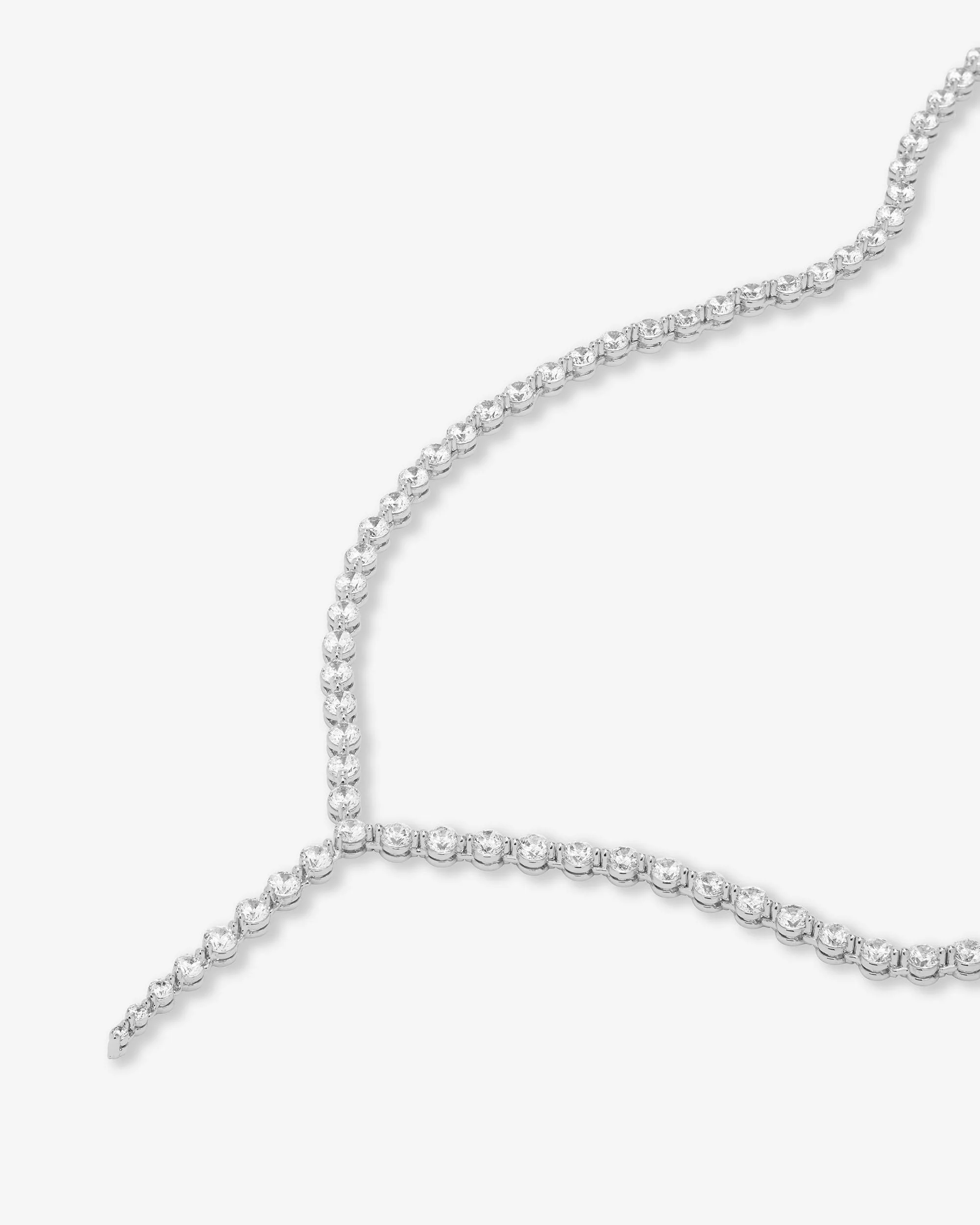 She's an Icon Lariat Tennis Necklace - Silver|White Diamondettes - Image 4