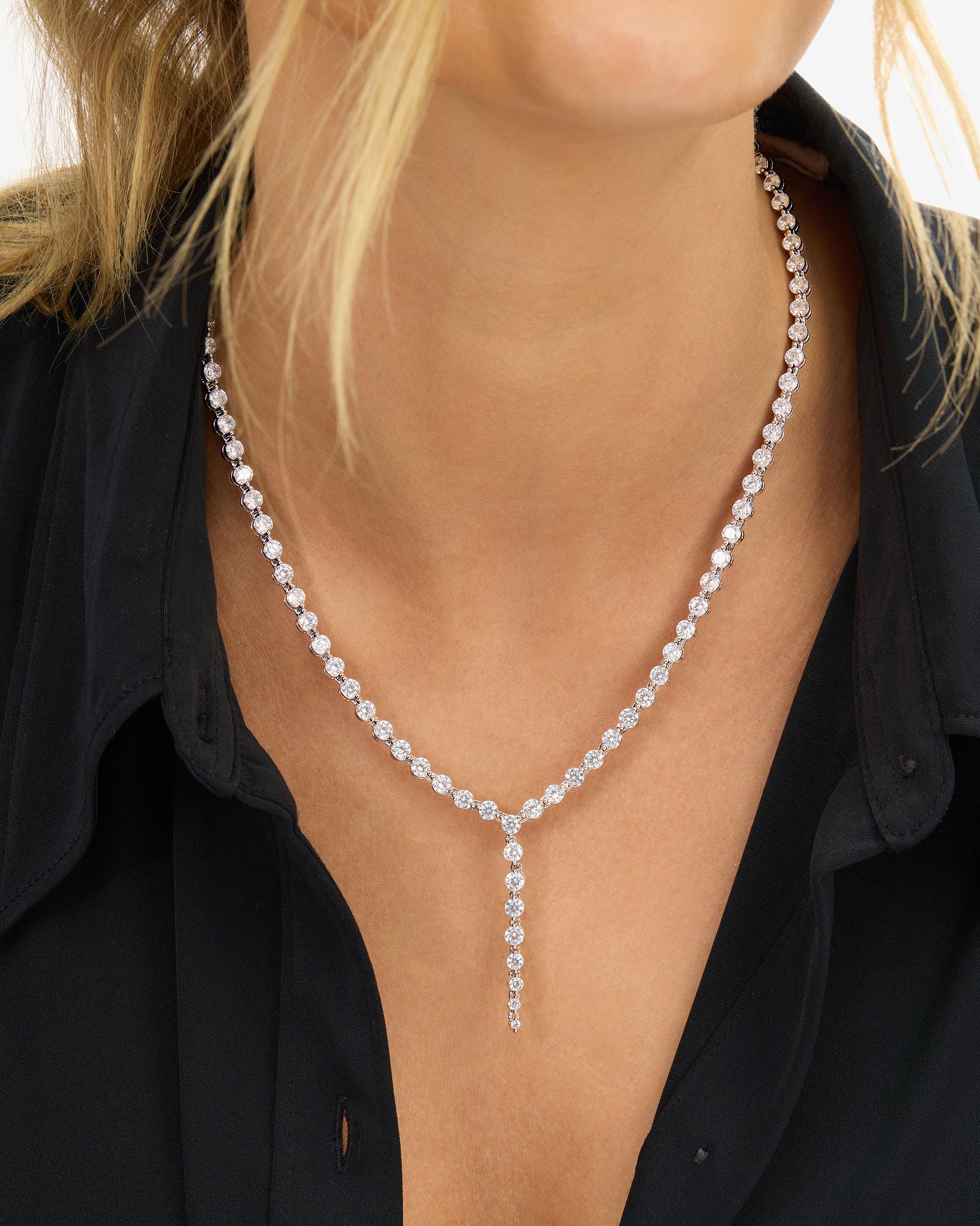 She's an Icon Lariat Tennis Necklace - Silver|White Diamondettes - Image 6