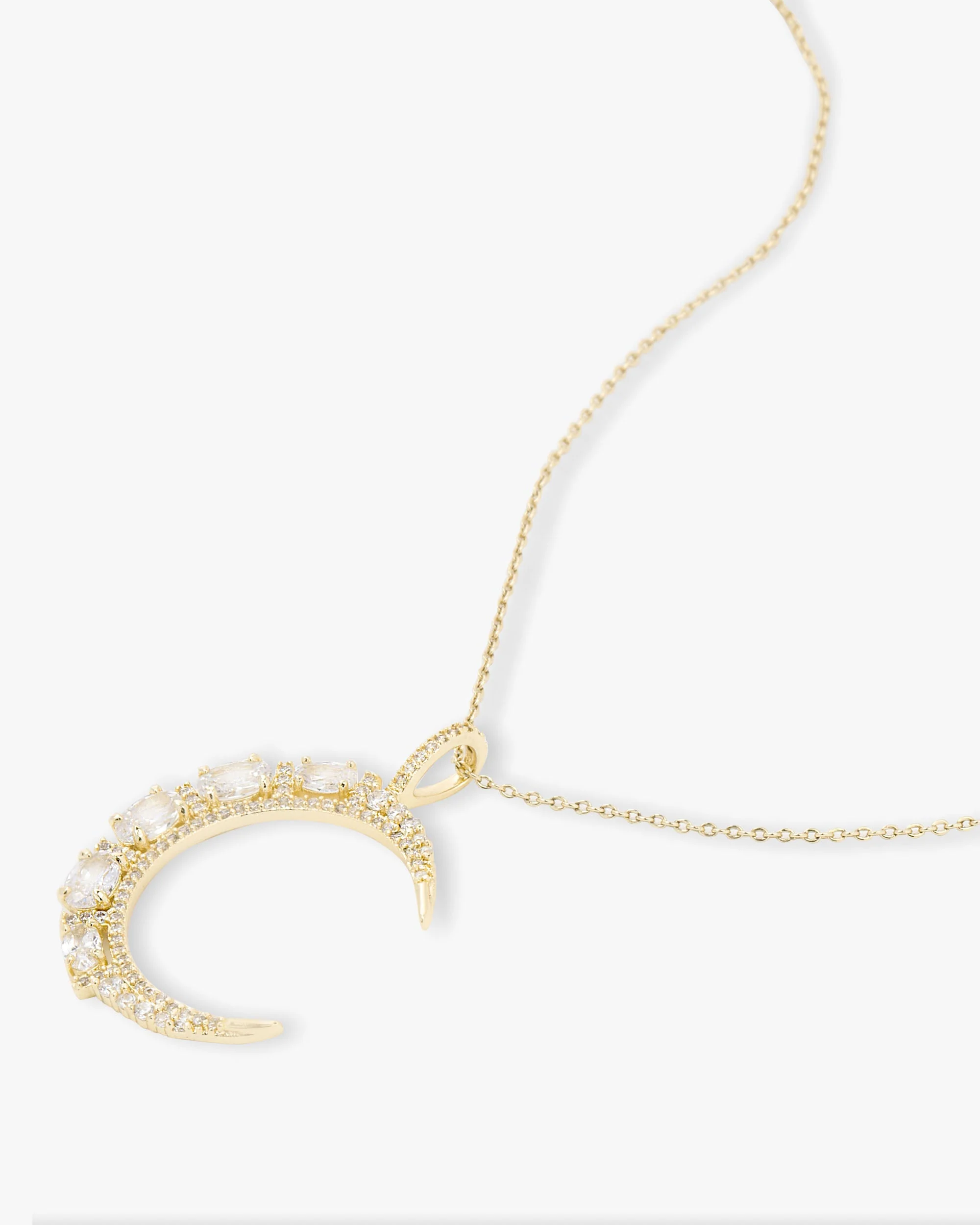 She's an Icon Moon Necklace - Gold|White Diamondettes - Image 3