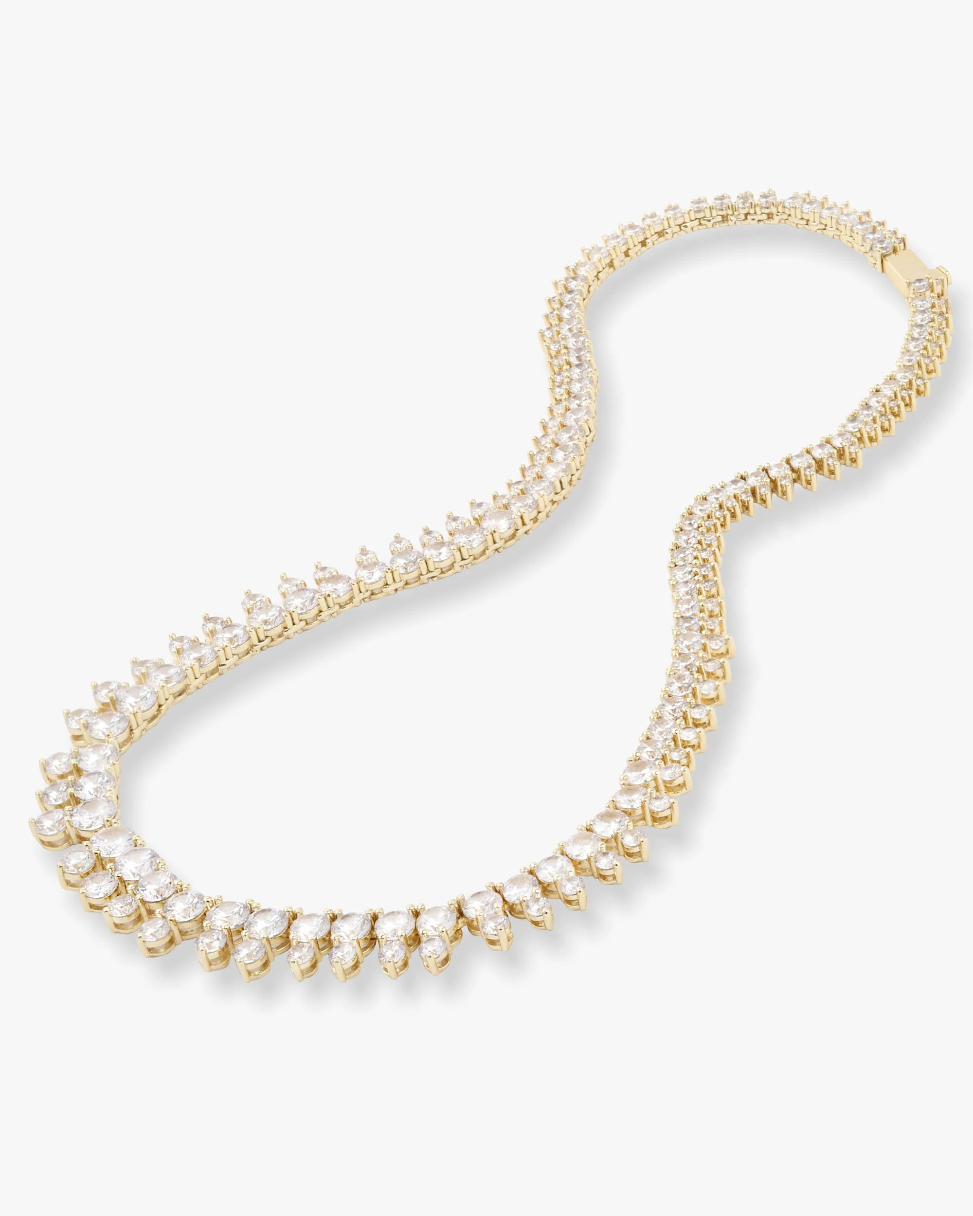 She's an Icon Riviera Tennis Necklace 16" - Gold|White Diamondettes - Image 3