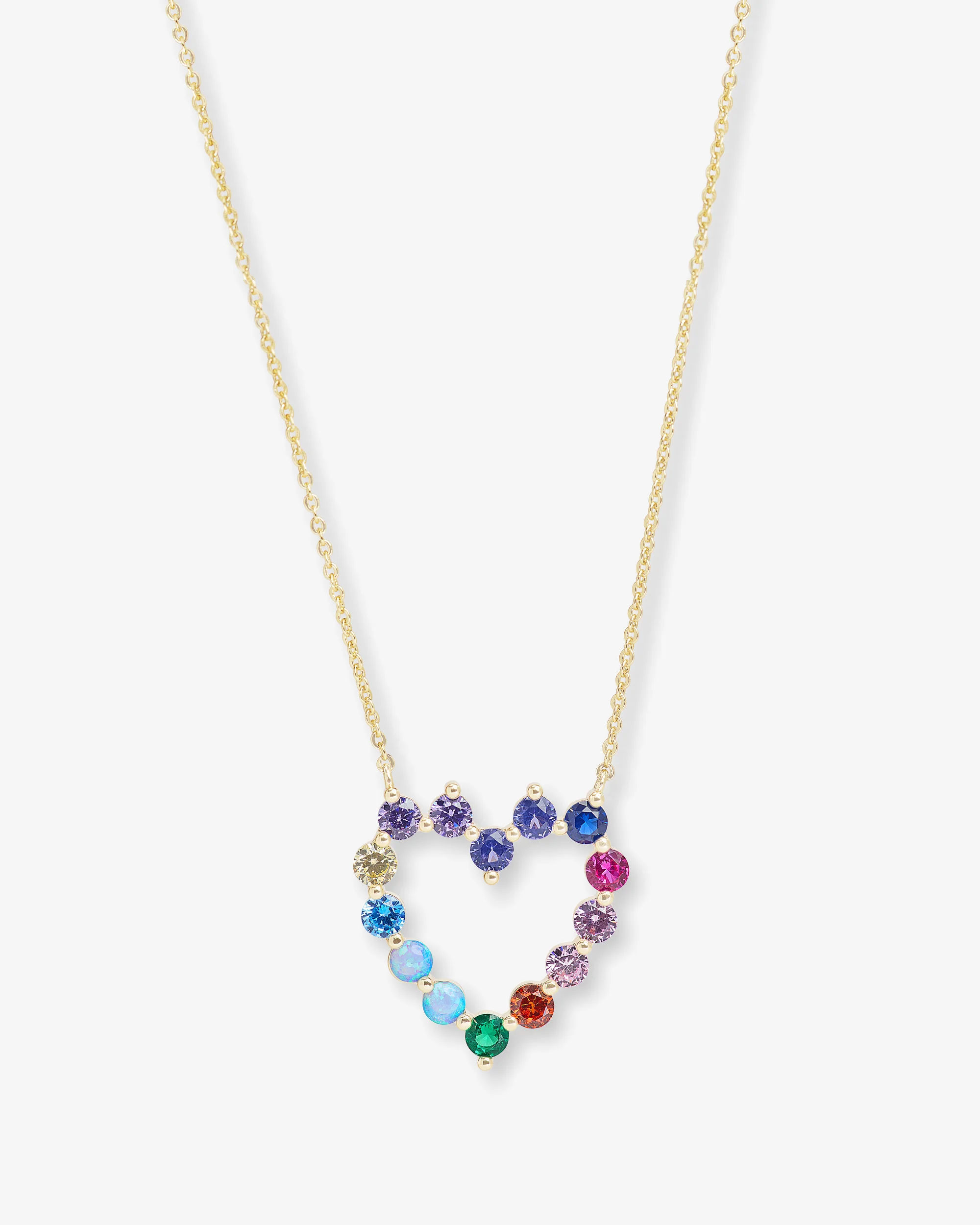 She's an Icon Small Heart Necklace - Gold|Multi Stone
