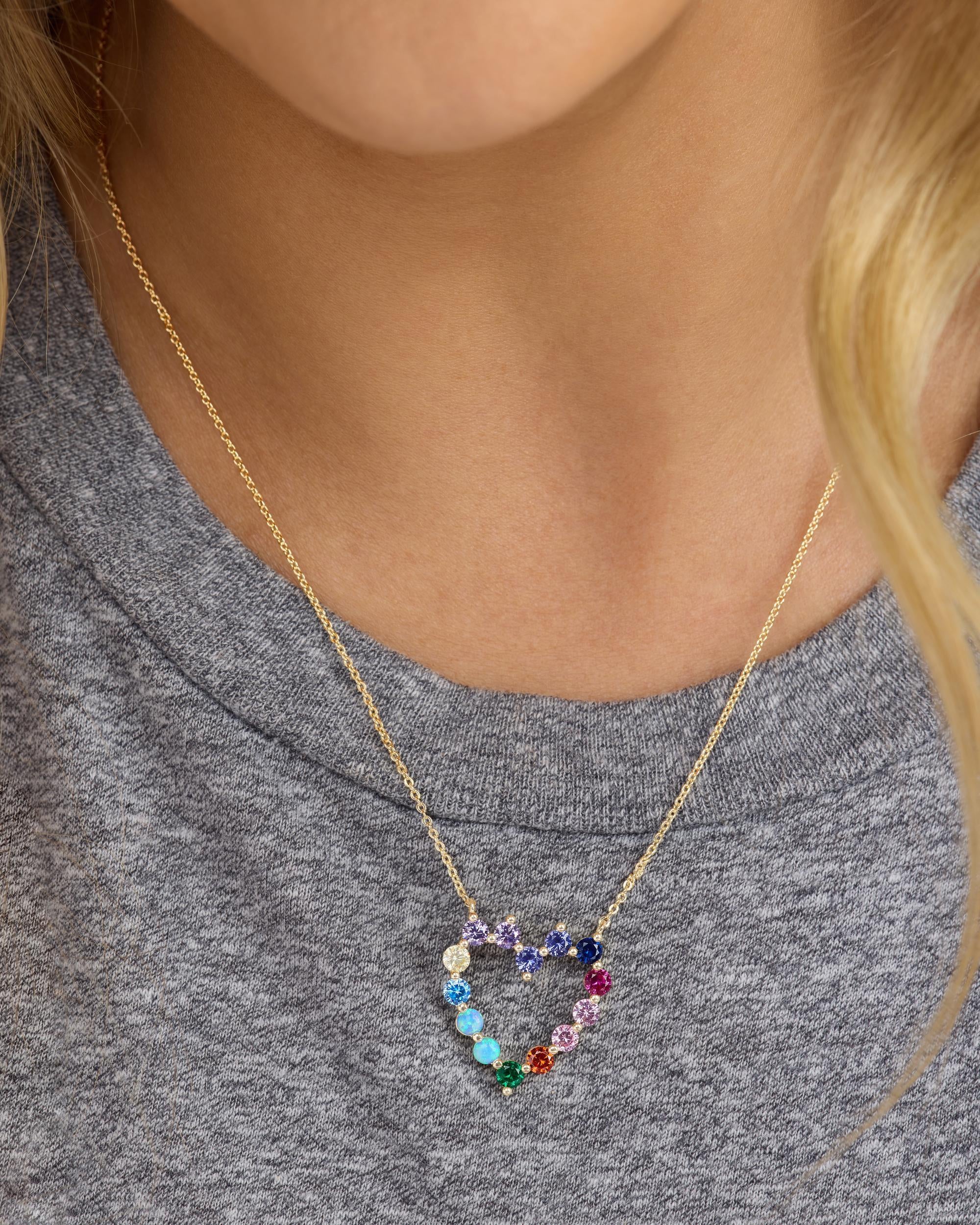 She's an Icon Small Heart Necklace - Gold|Multi Stone - Image 4