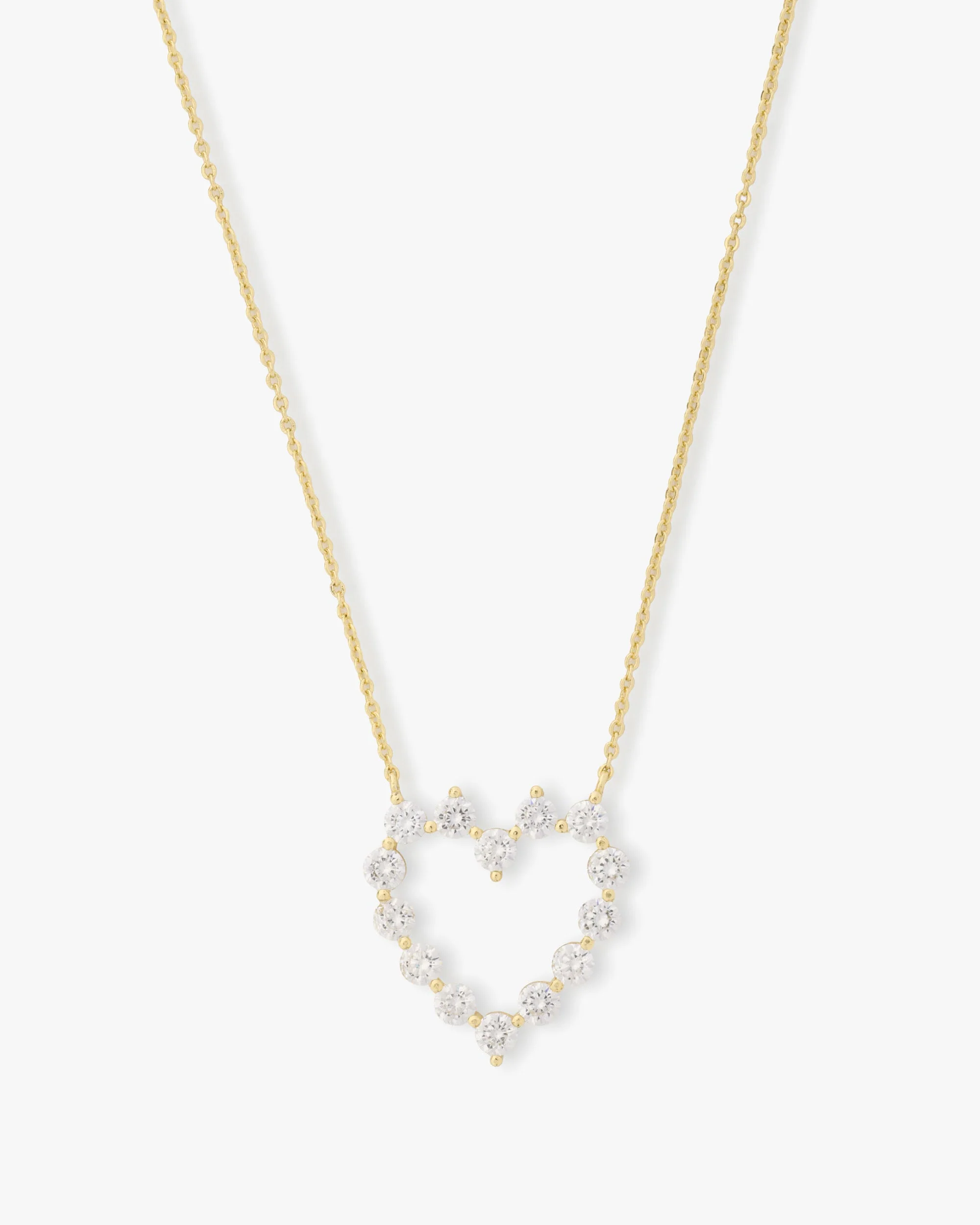 She's an Icon Small Heart Necklace - Gold|White Diamondettes