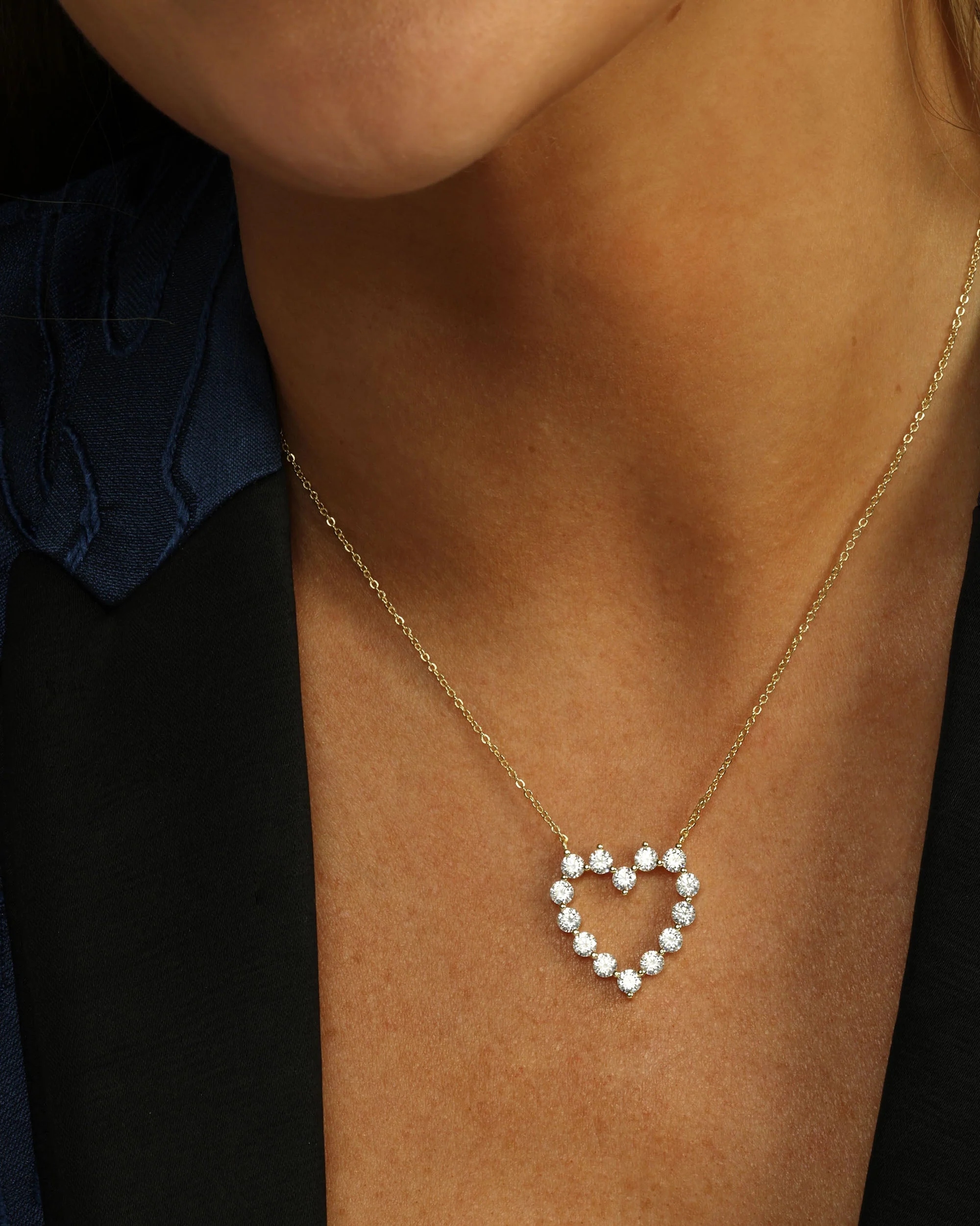 She's an Icon Small Heart Necklace - Gold|White Diamondettes - Image 2
