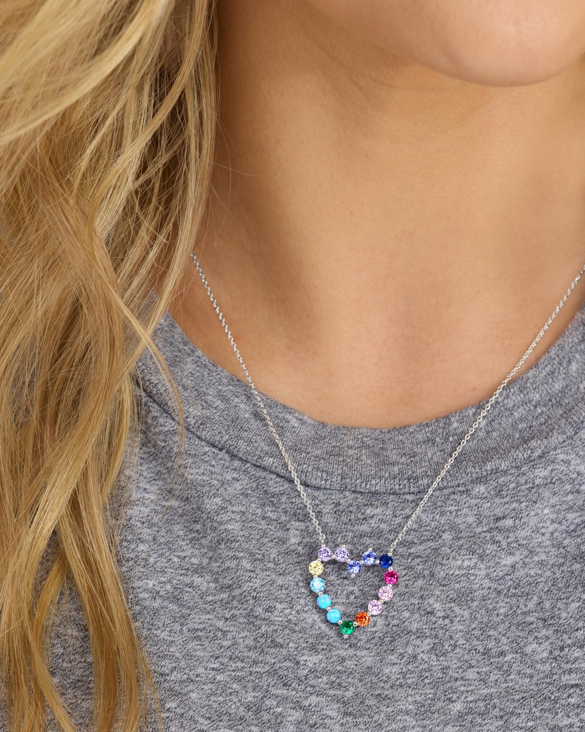She's an Icon Small Heart Necklace - Silver|Multi Stone - Image 2