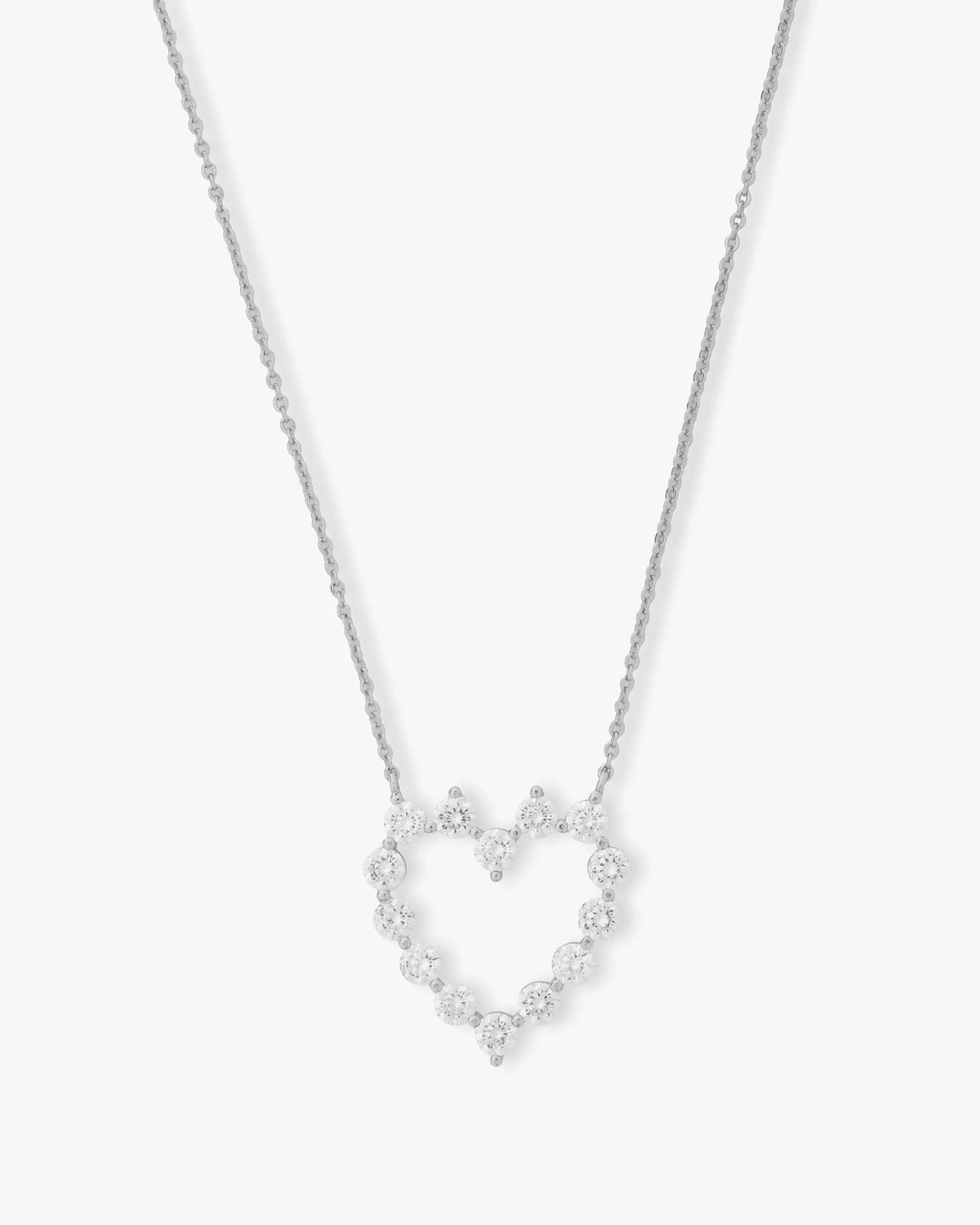 She's an Icon Small Heart Necklace - Silver|White Diamondettes