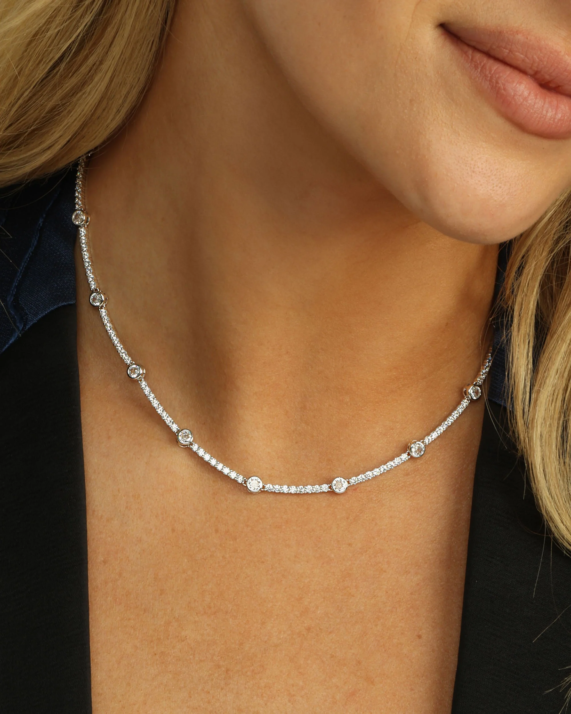 She's an Icon Station Necklace - Silver|White Diamondettes - Image 2