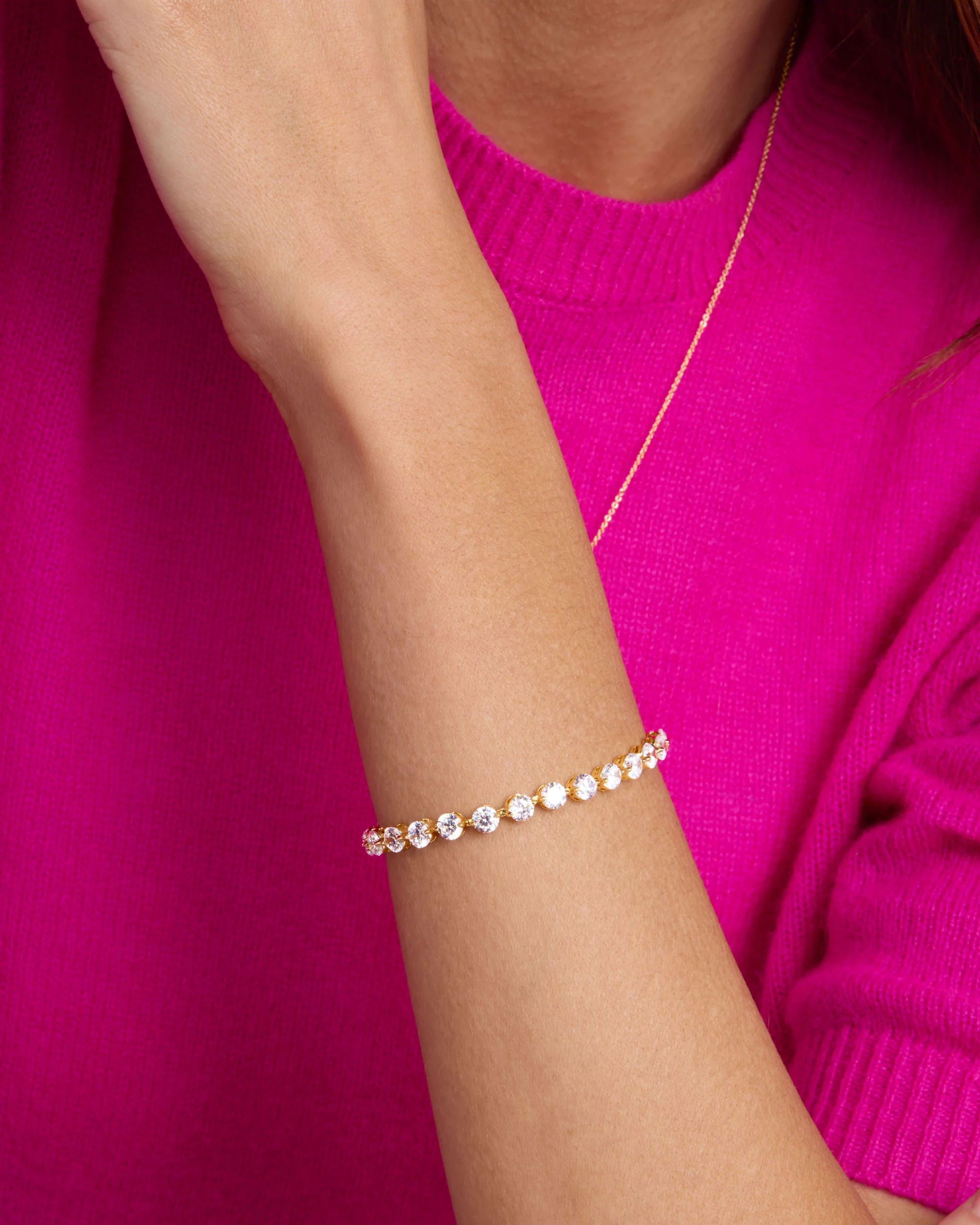 She's an Icon Tennis Bracelet 5mm - Gold|White Diamondettes - Image 3