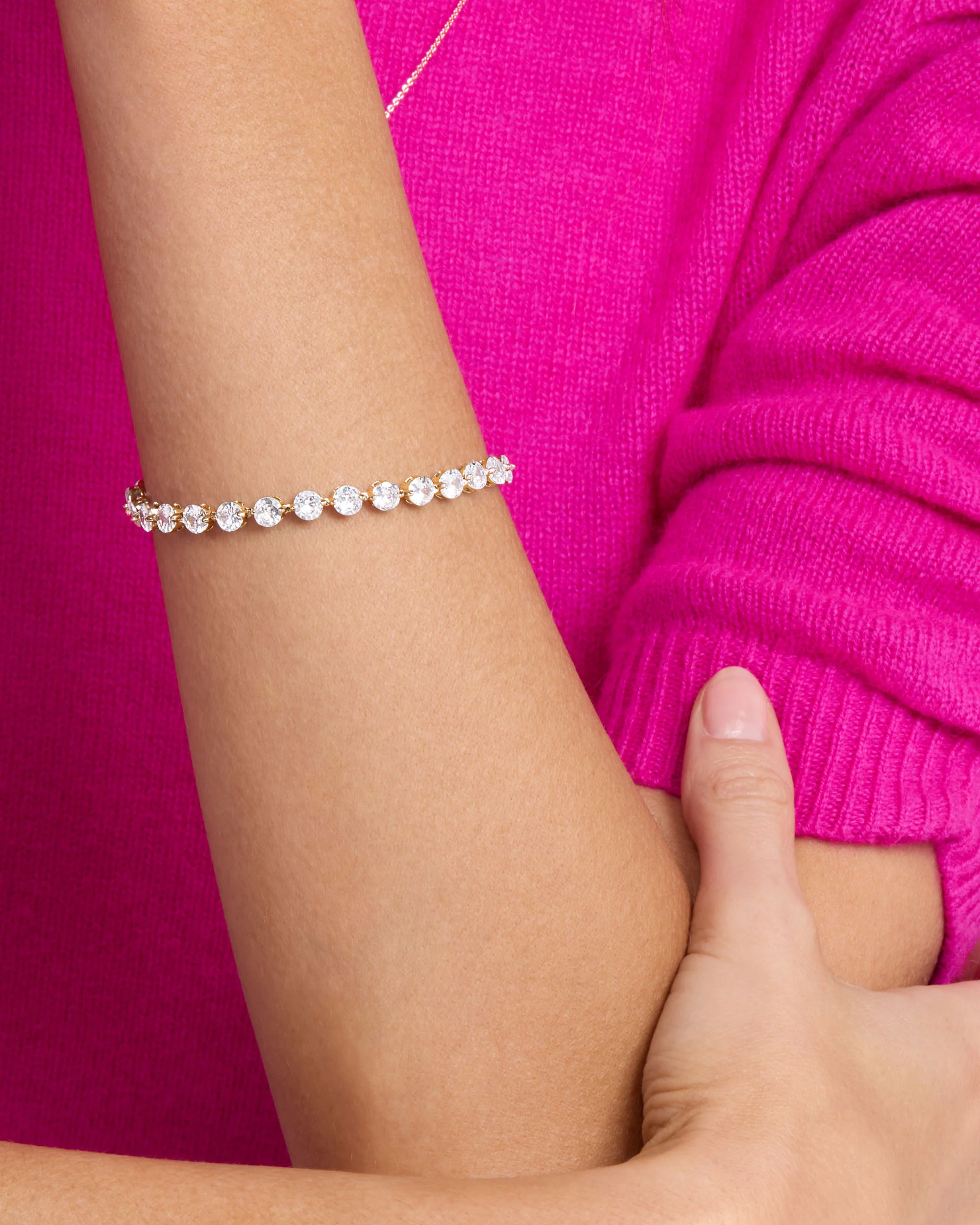 She's an Icon Tennis Bracelet 5mm - Silver|White Diamondettes - Image 3