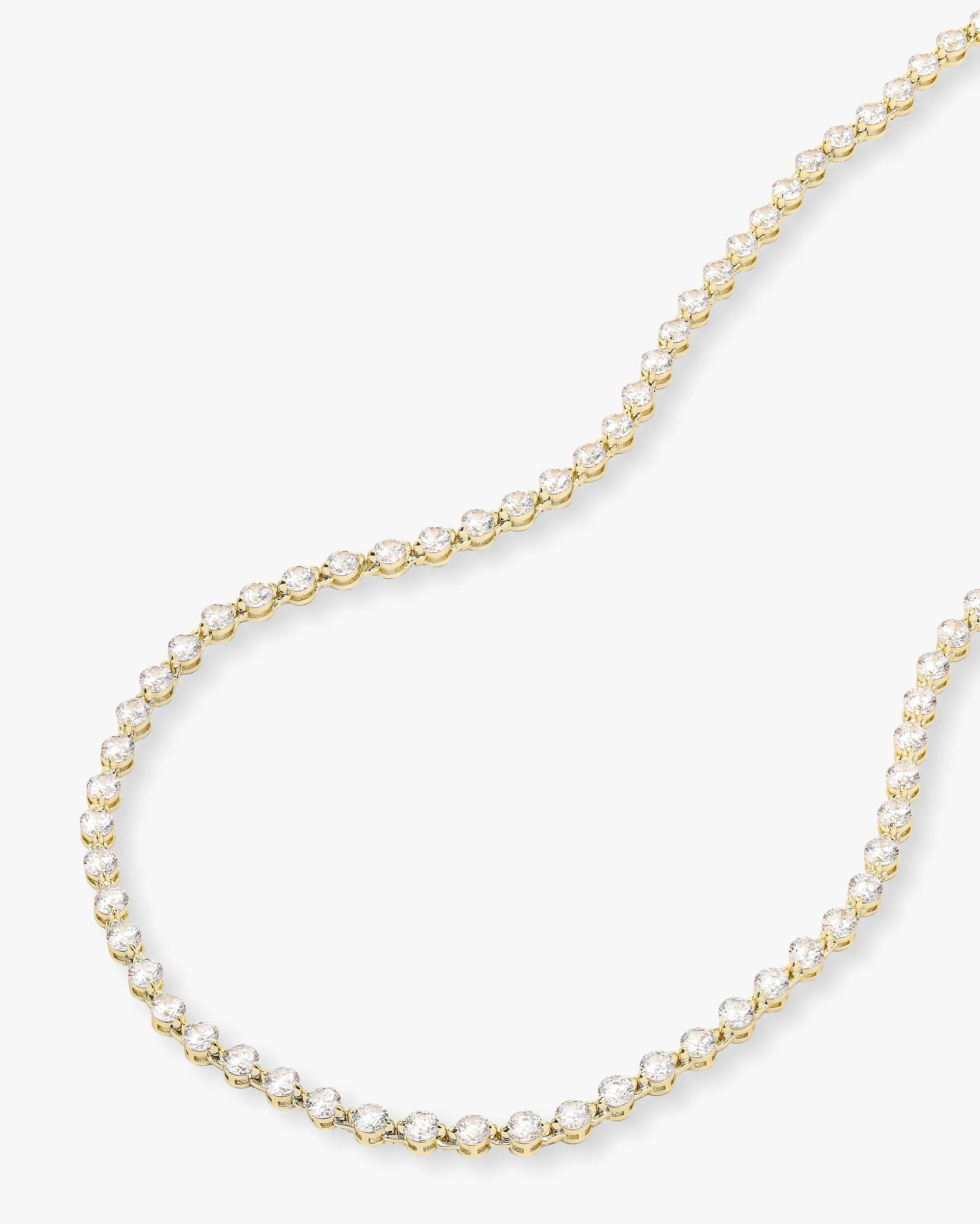 She's an Icon Tennis Necklace 4mm - Gold|White Diamondettes - Image 4