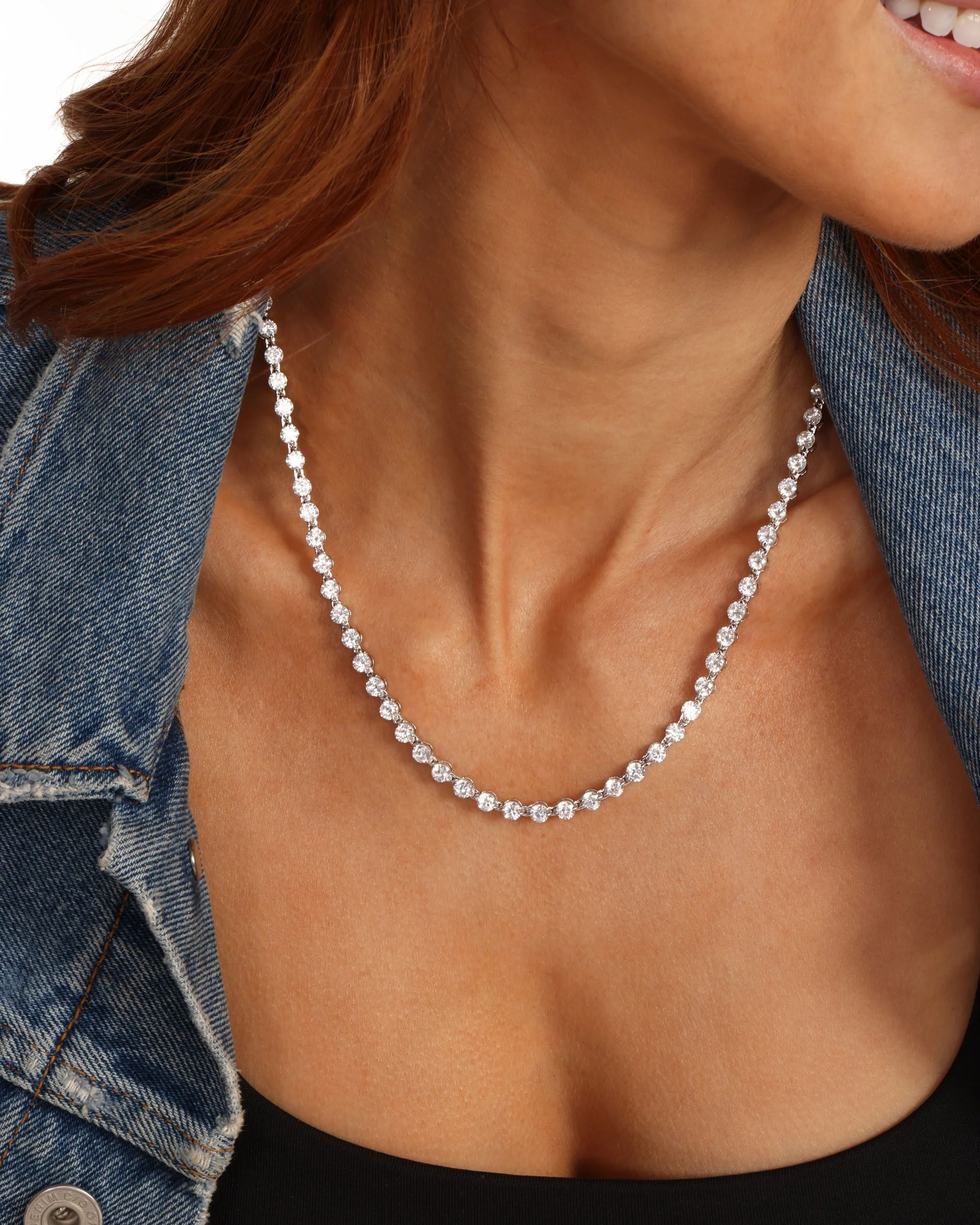 She's an Icon Tennis Necklace 4mm - Silver|White Diamondettes - Image 3