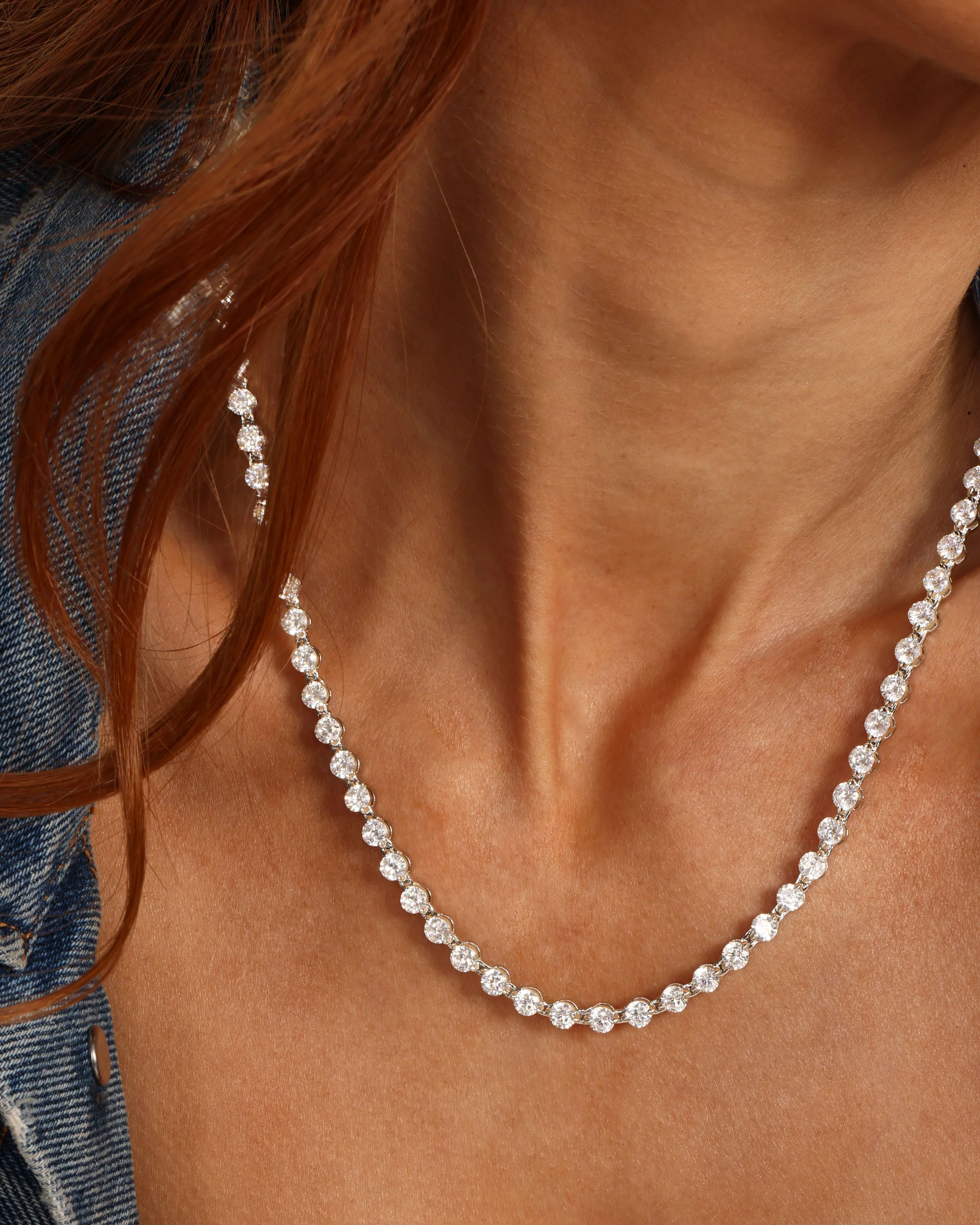 She's an Icon Tennis Necklace 4mm - Silver|White Diamondettes - Image 6
