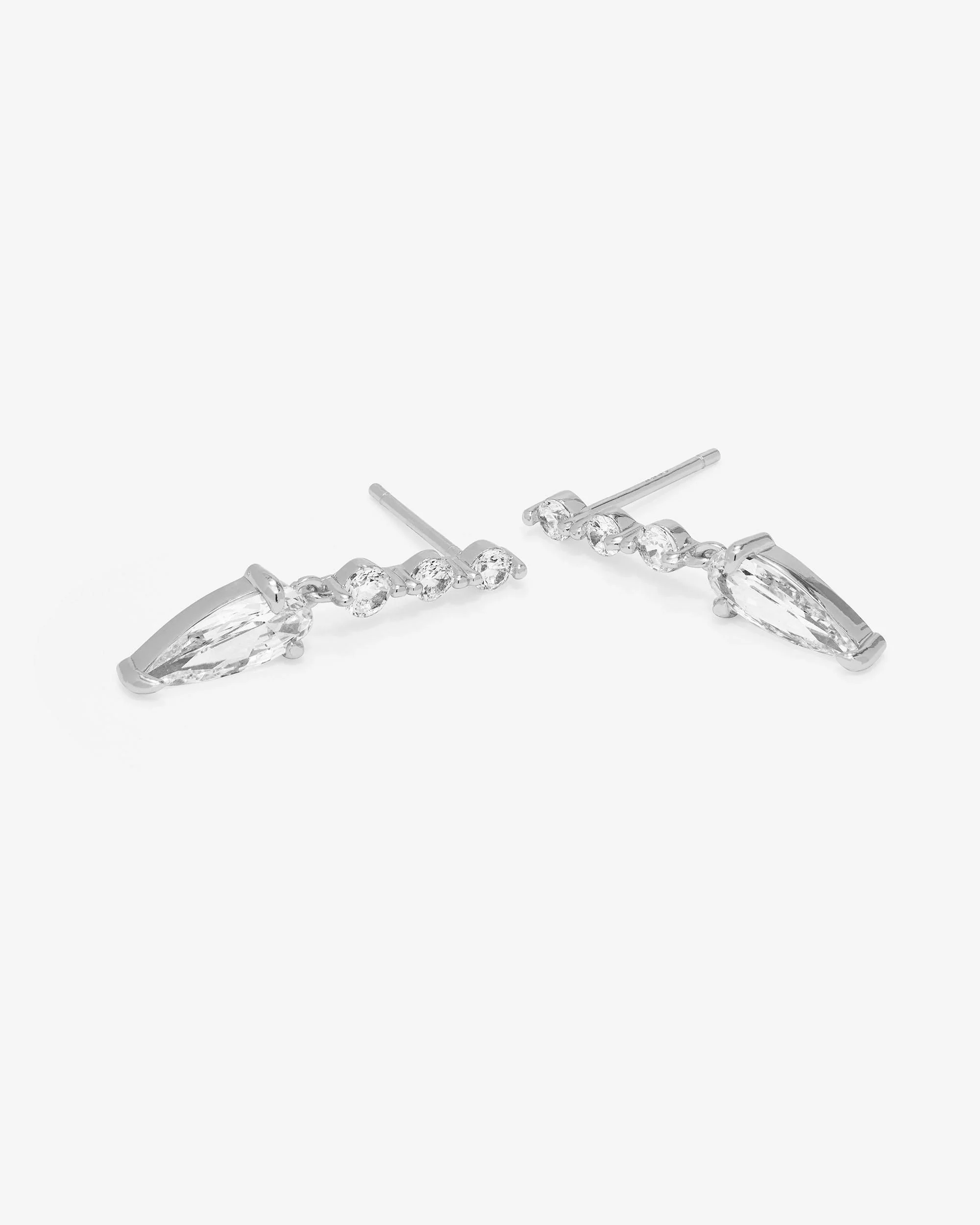 She's Arrived Drop Earrings - Silver|White Diamondettes - Image 3