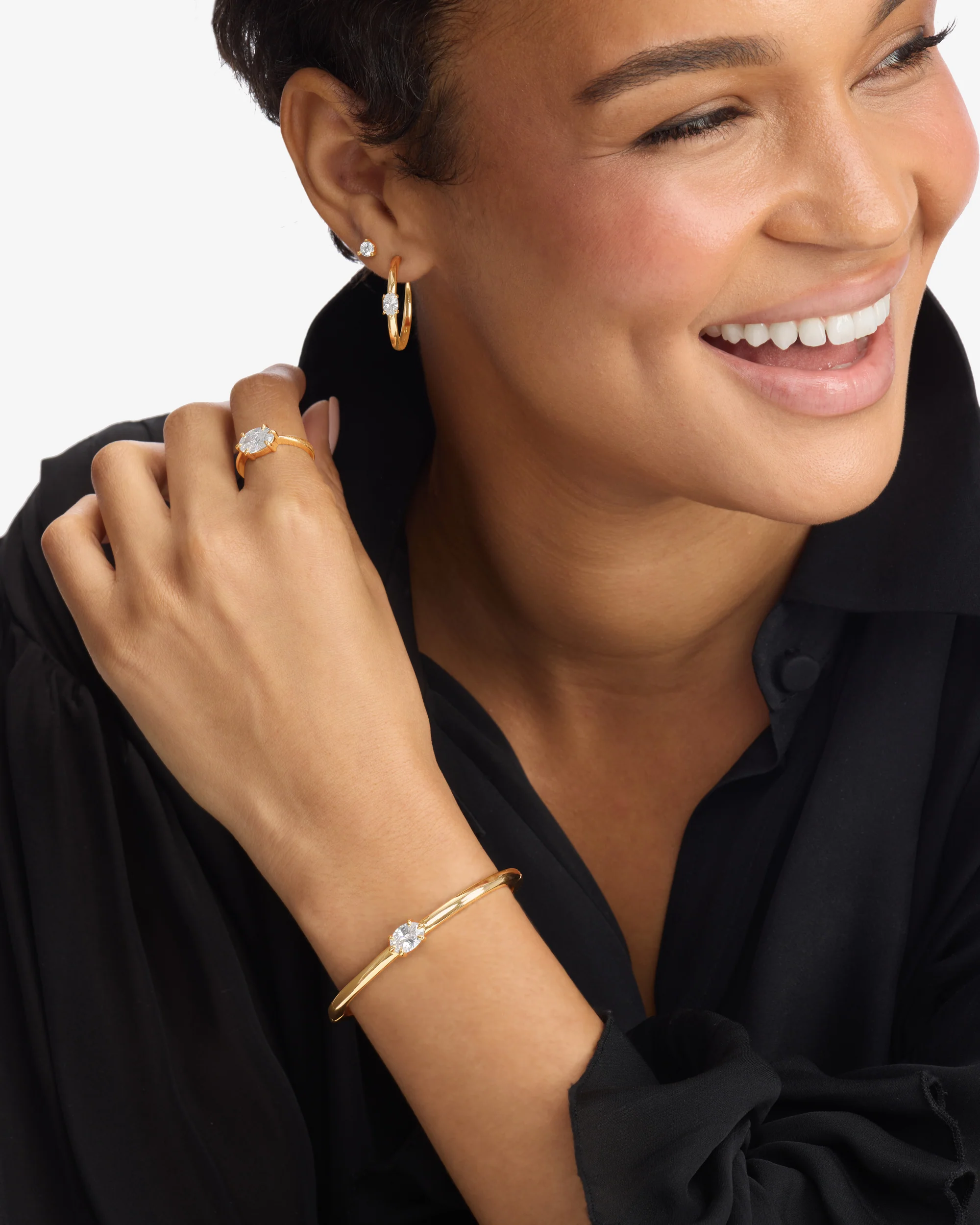 She's on Point Cuff - Gold|White Diamondettes - Image 4