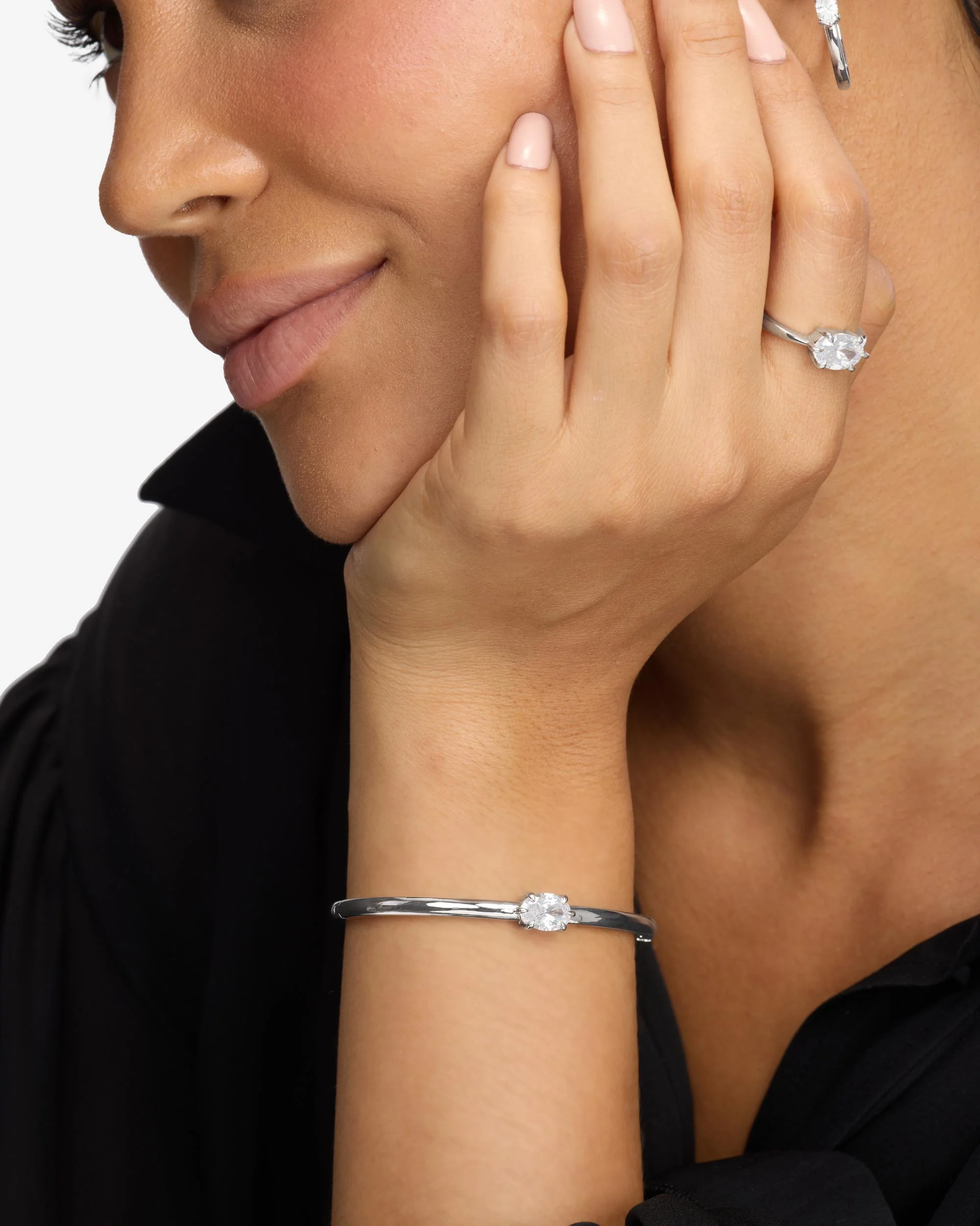 She's on Point Cuff - Silver|White Diamondettes - Image 4