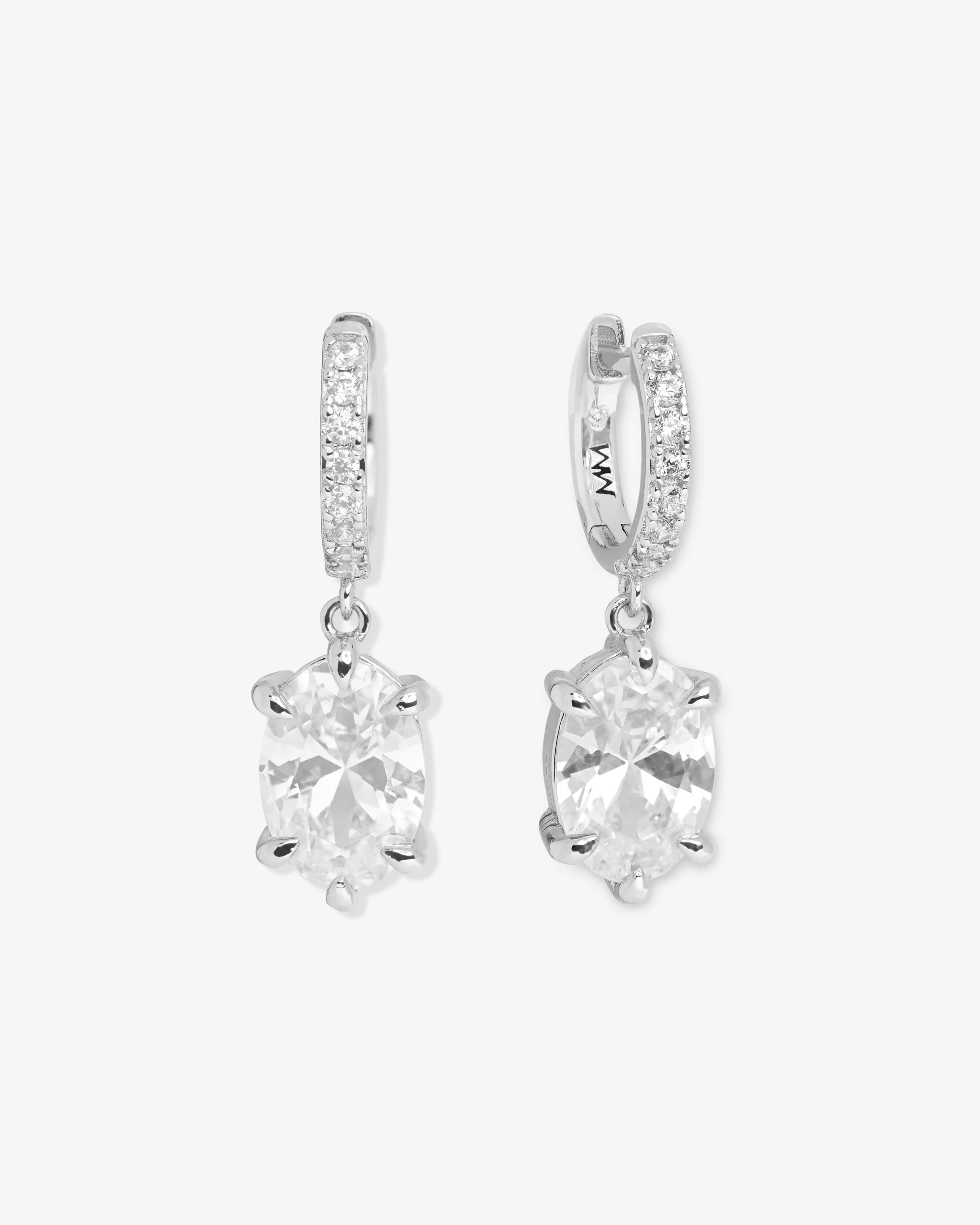 She's on Point Earrings - Silver|White Diamondettes