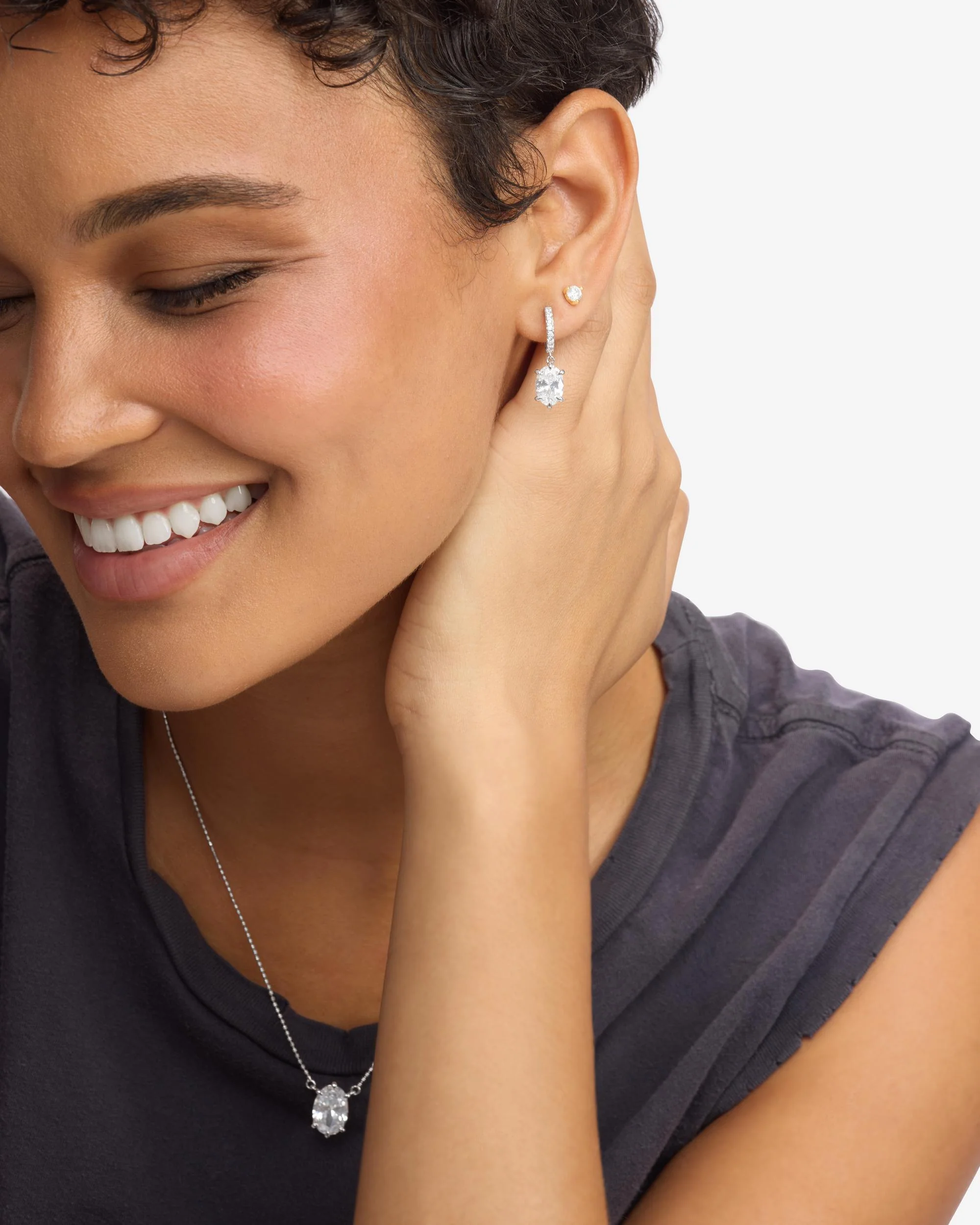 She's on Point Earrings - Silver|White Diamondettes - Image 4