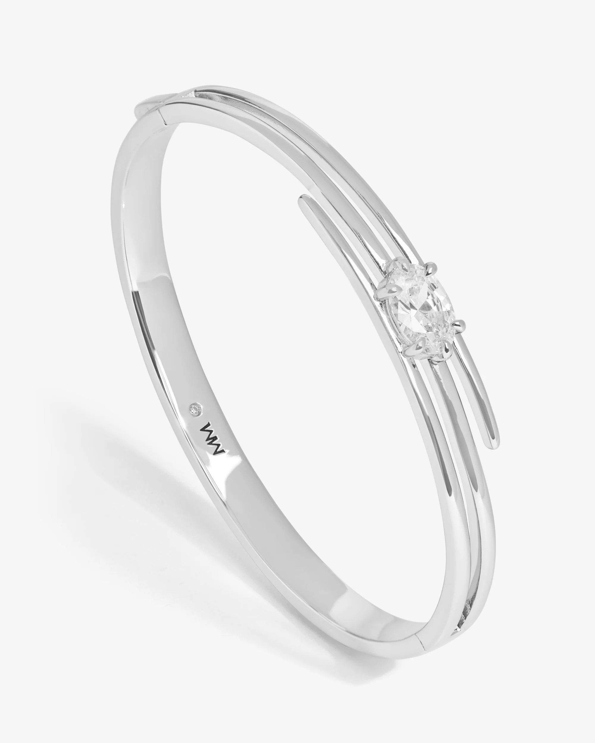 She's on Point Lasso Cuff - Silver|White Diamondettes - Image 3