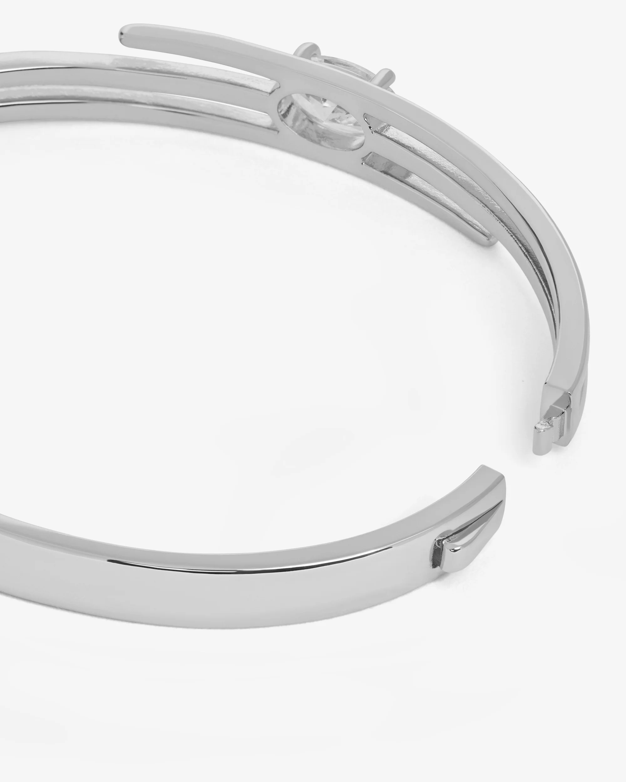 She's on Point Lasso Cuff - Silver|White Diamondettes - Image 5