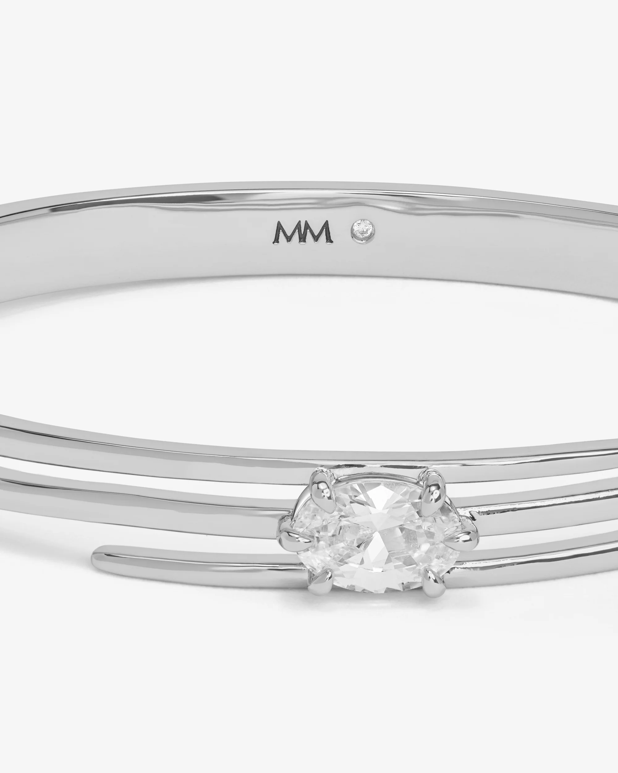 She's on Point Lasso Cuff - Silver|White Diamondettes - Image 7
