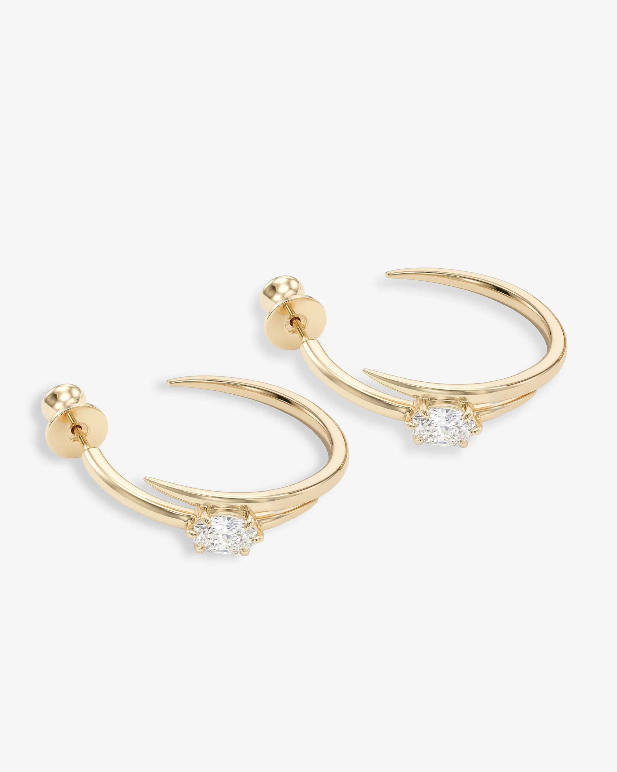 She's on Point Lasso Hoops 1" - Gold|White Diamondettes - Image 3