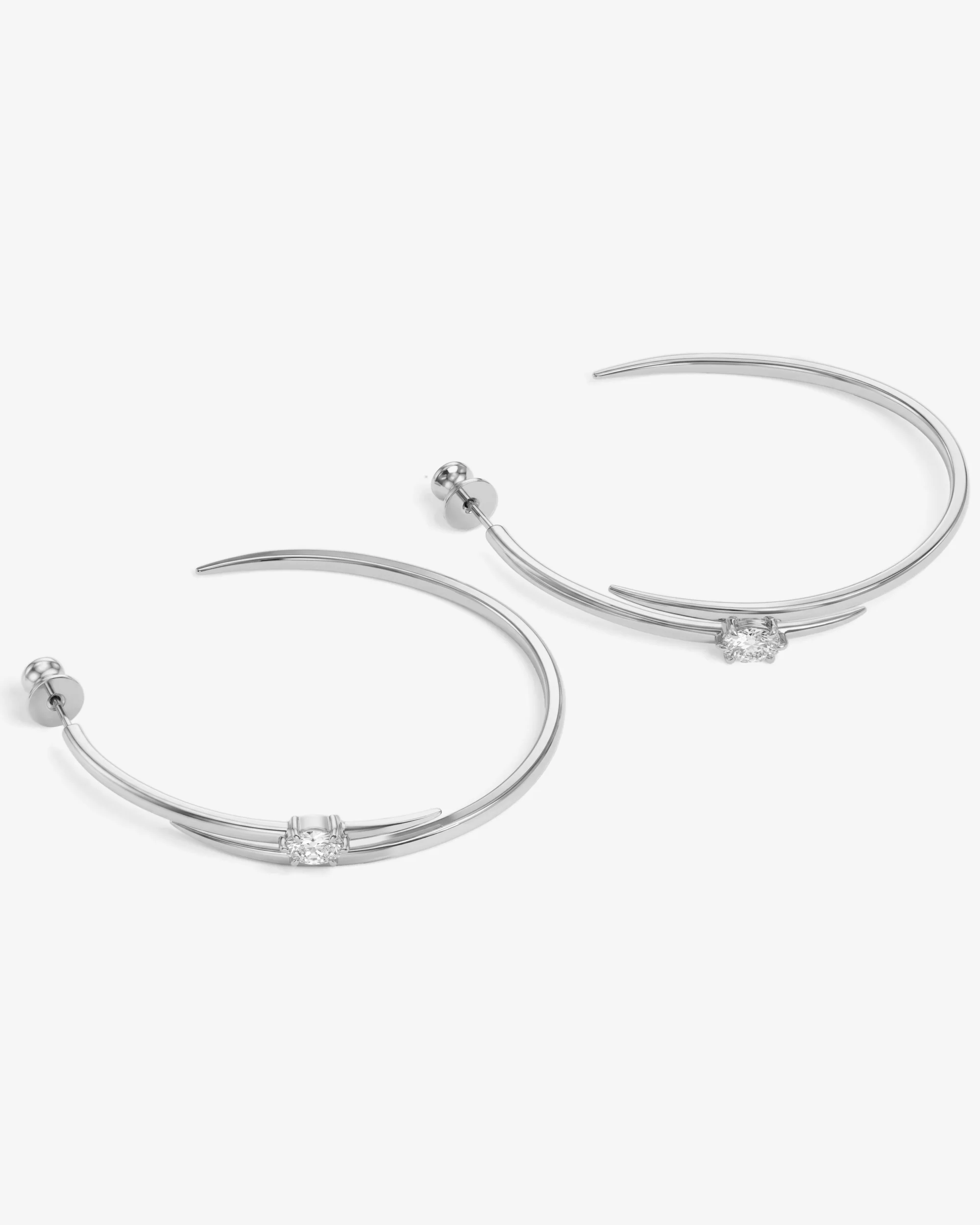 She's on Point Lasso Hoops 2" - Silver|White Diamondettes - Image 3