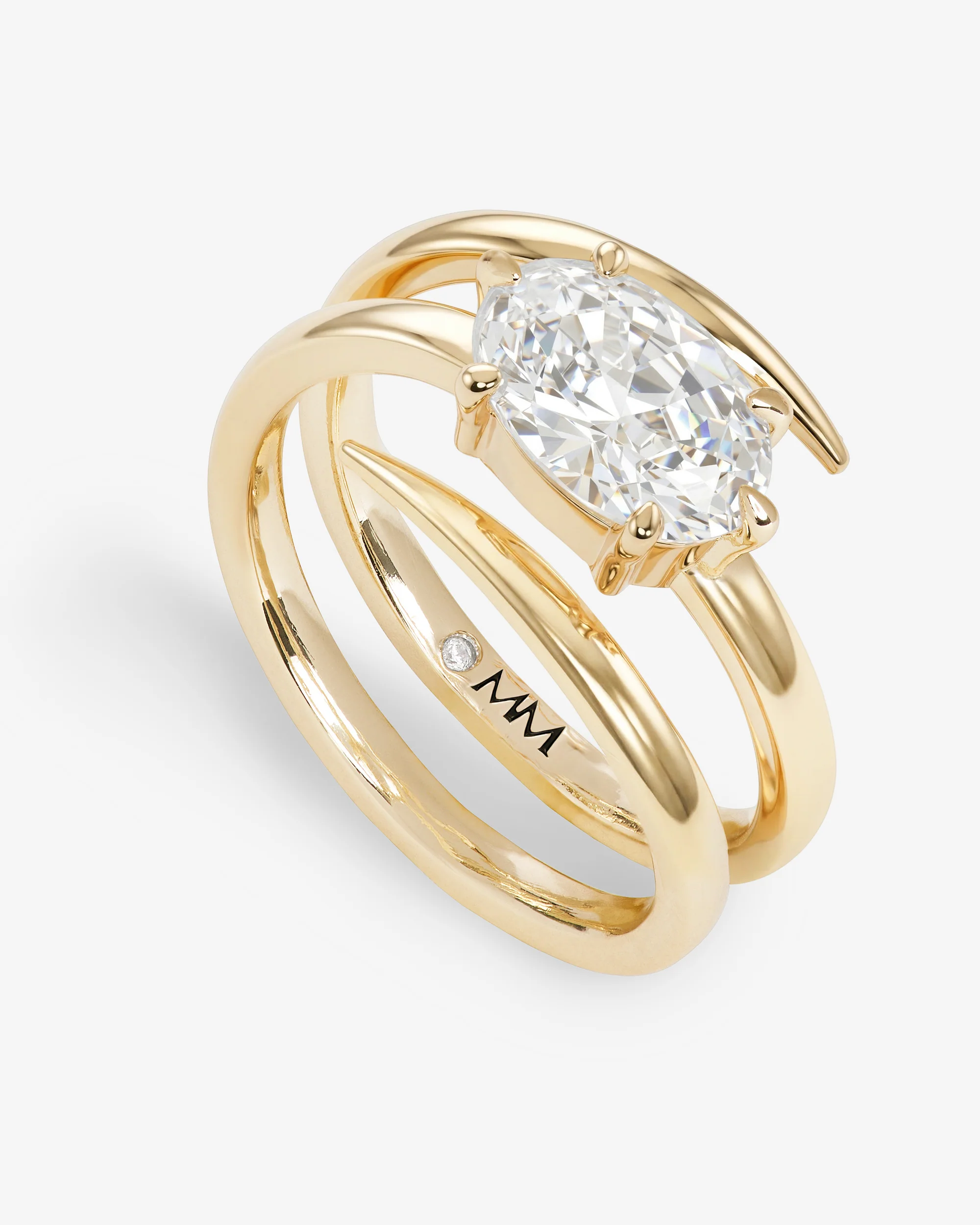 She's on Point Lasso Ring - Gold|White Diamondettes - Image 3