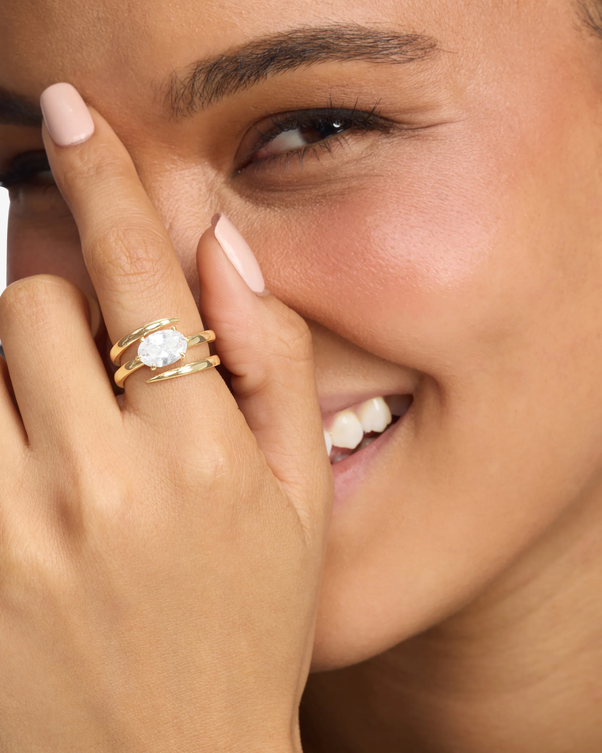 She's on Point Lasso Ring - Gold|White Diamondettes - Image 4