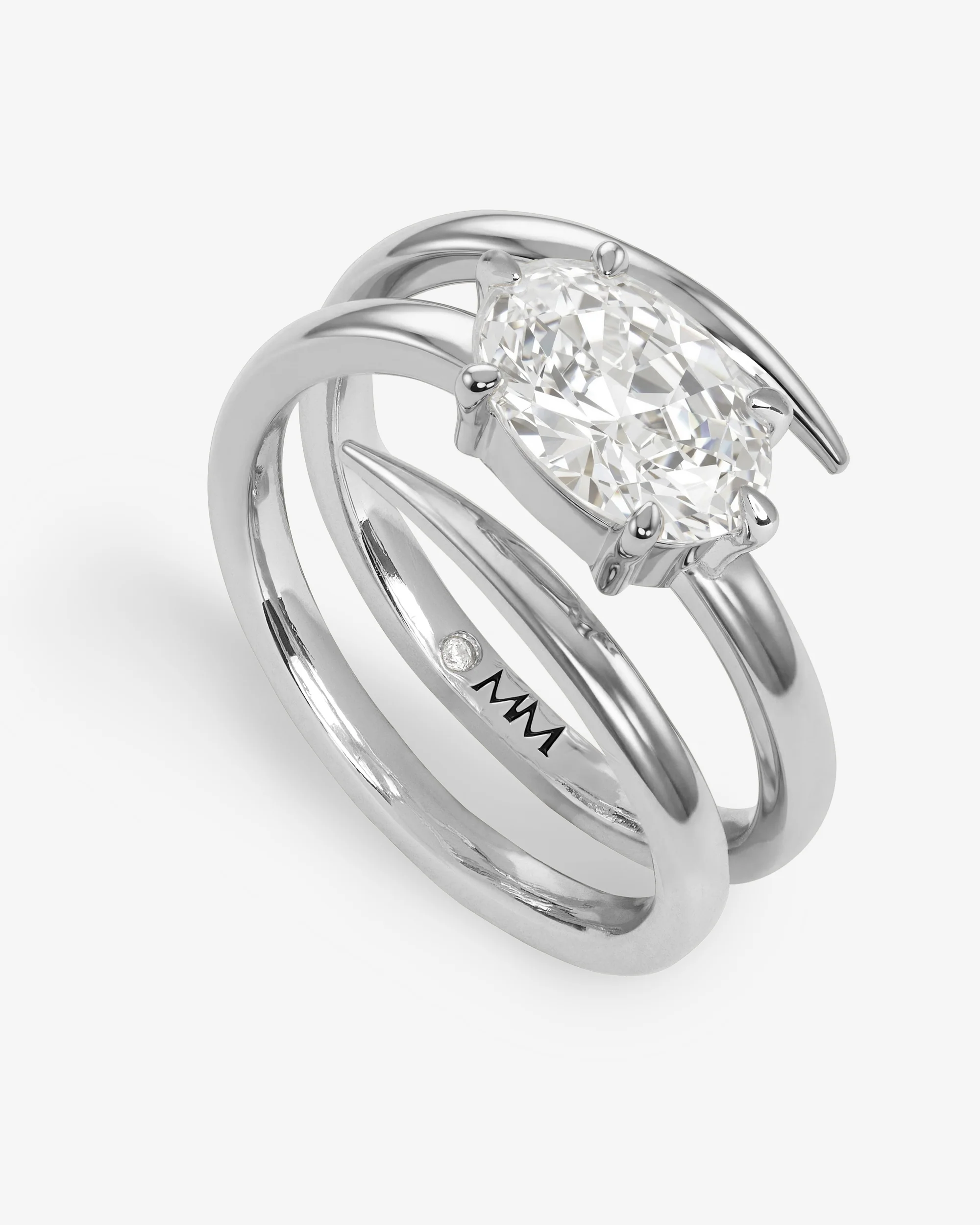 She's on Point Lasso Ring - Silver|White Diamondettes - Image 3